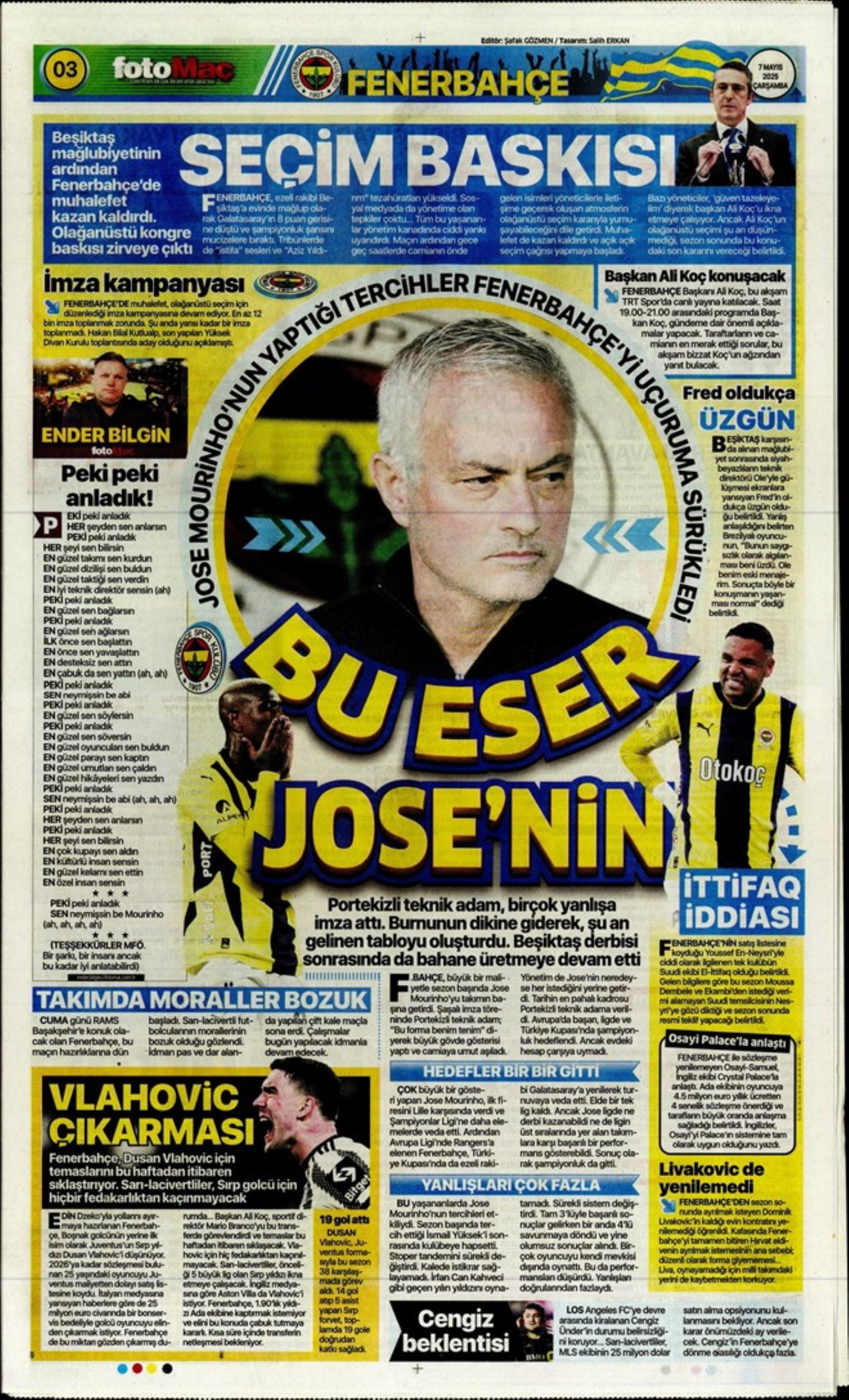 Sporda günün manşetleri... Fenerbahçe'de gözler Ali Koç'ta: Katılacağı canlı yayında hangi konulara değinecek?