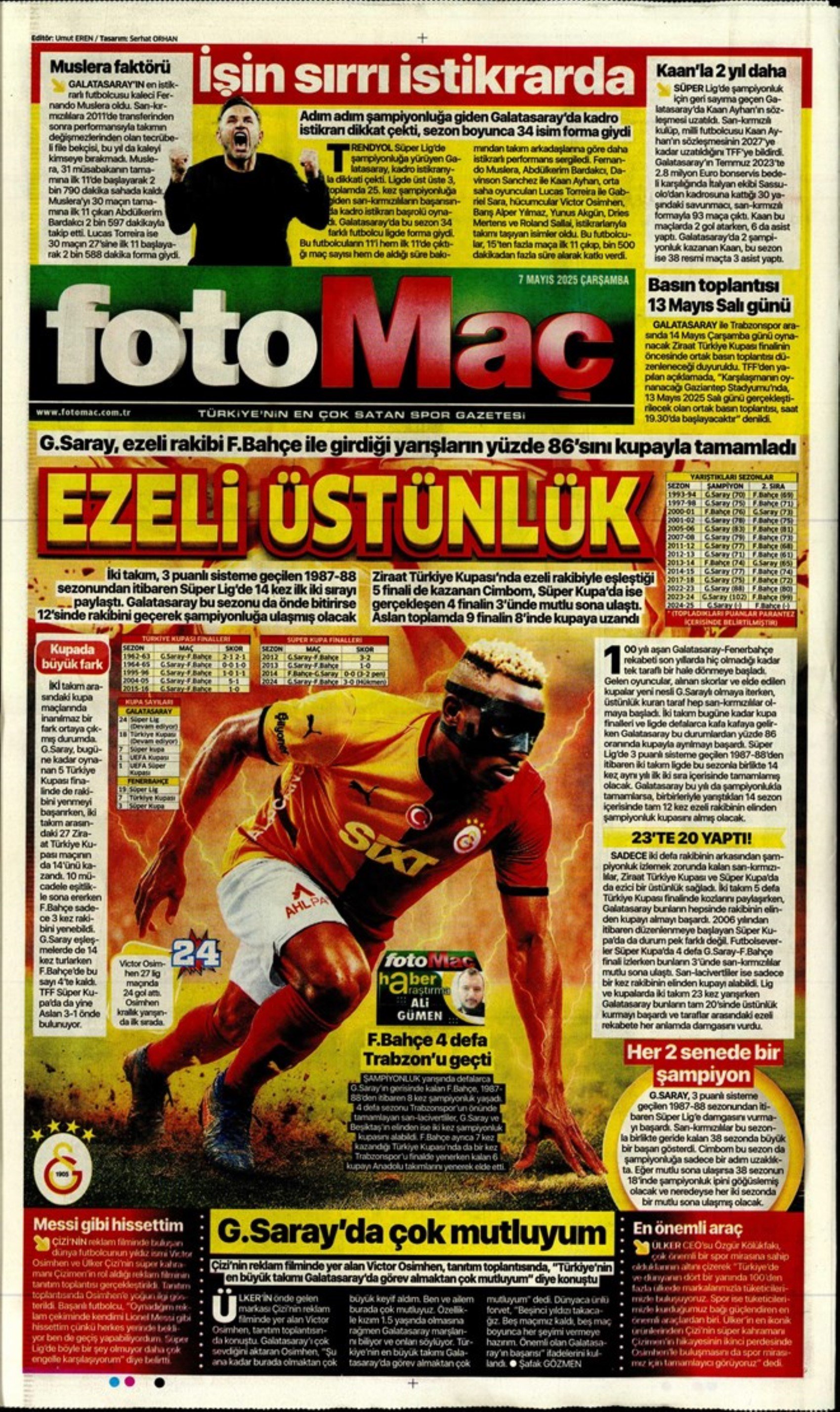 Sporda günün manşetleri... Fenerbahçe'de gözler Ali Koç'ta: Katılacağı canlı yayında hangi konulara değinecek?