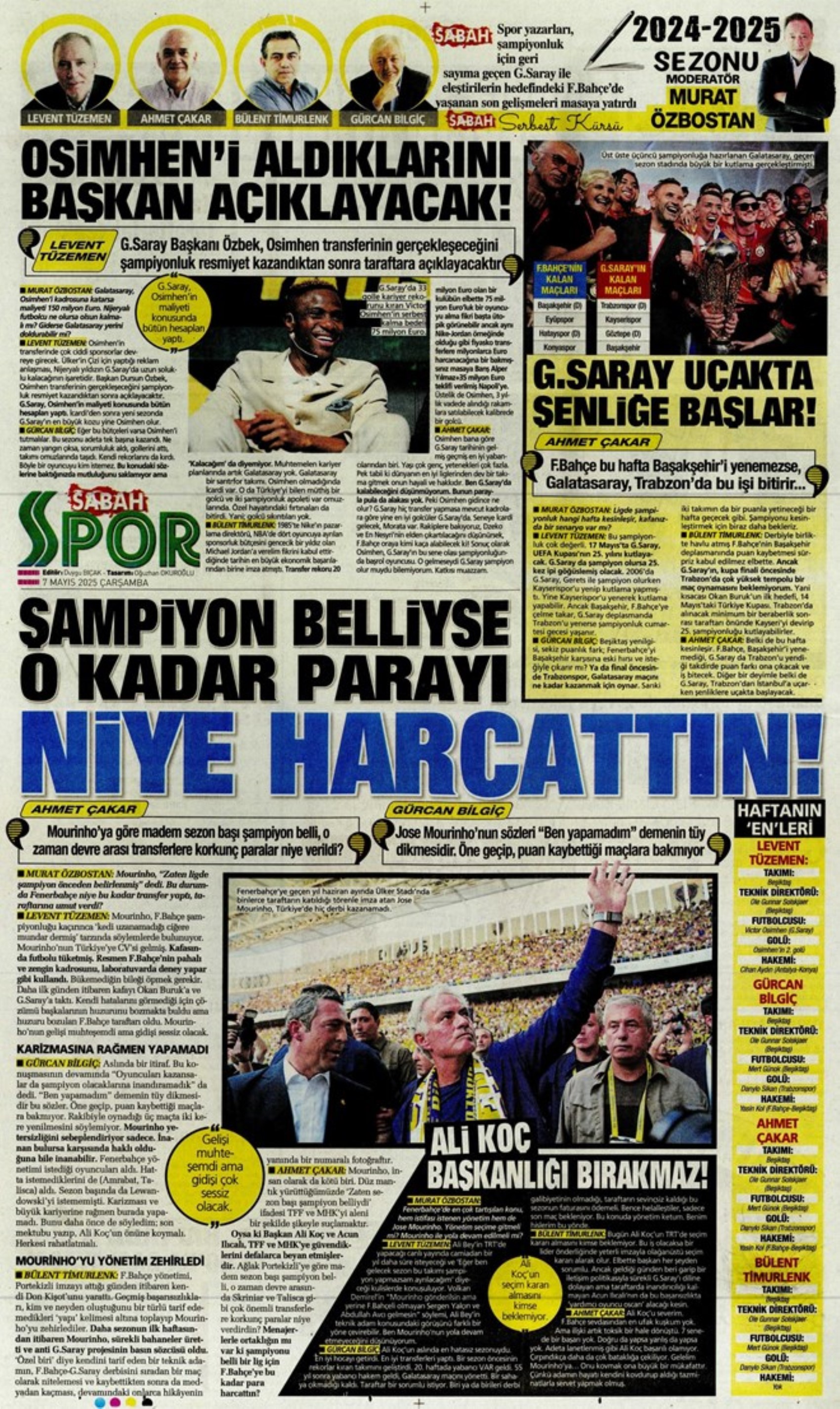 Sporda günün manşetleri... Fenerbahçe'de gözler Ali Koç'ta: Katılacağı canlı yayında hangi konulara değinecek?