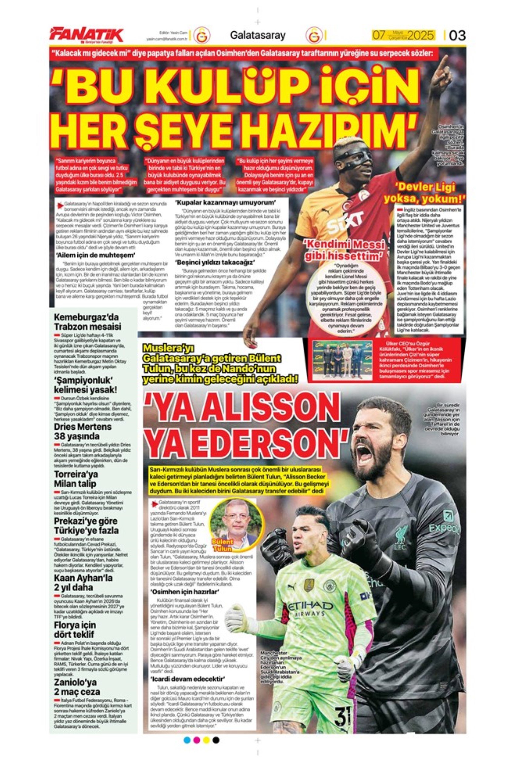 Sporda günün manşetleri... Fenerbahçe'de gözler Ali Koç'ta: Katılacağı canlı yayında hangi konulara değinecek?