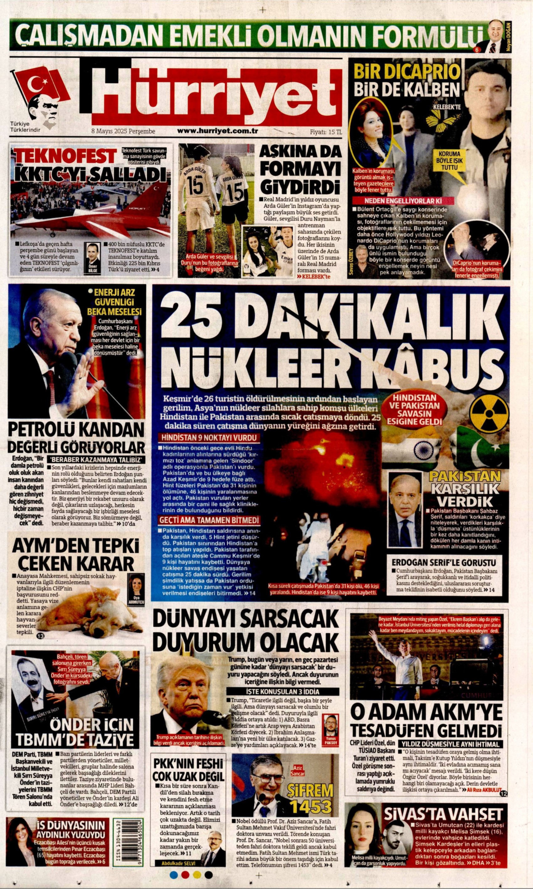 8 Mayıs 2025 gazete manşetleri: Gazeteler Bahçeli'nin Meclis'e dönüşünü ve CHP'nin mitingini nasıl gördü?