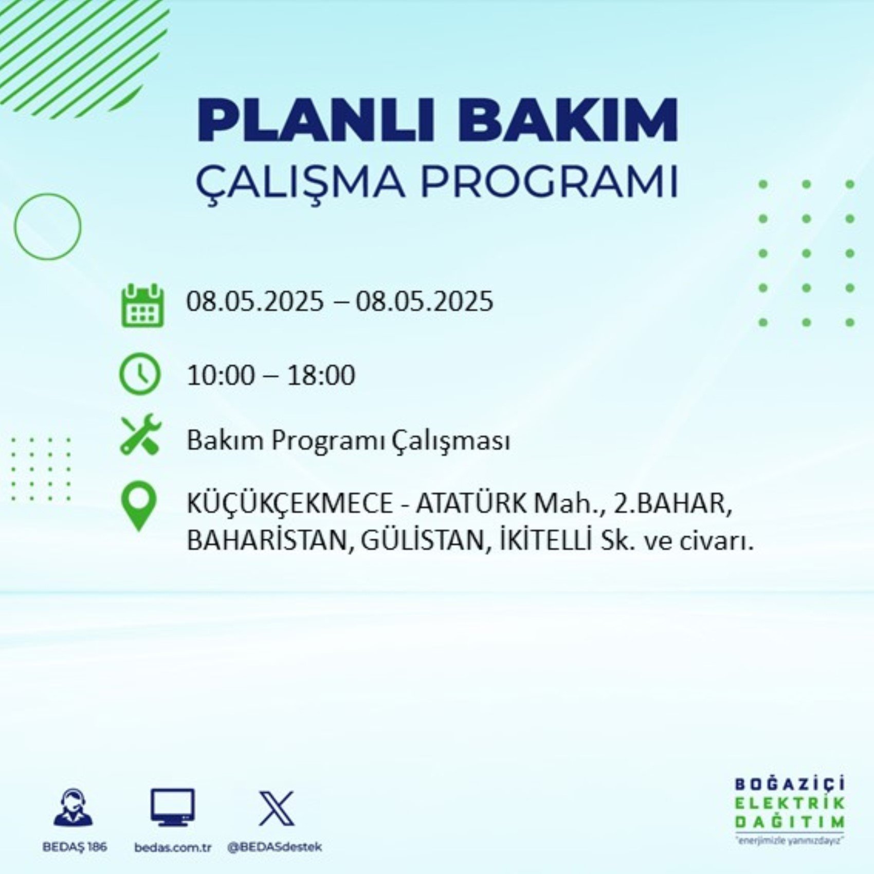 BEDAŞ paylaştı: İstanbul'da 8 Mayıs Perşembe günü elektrik kesintisi yaşanacak ilçeler