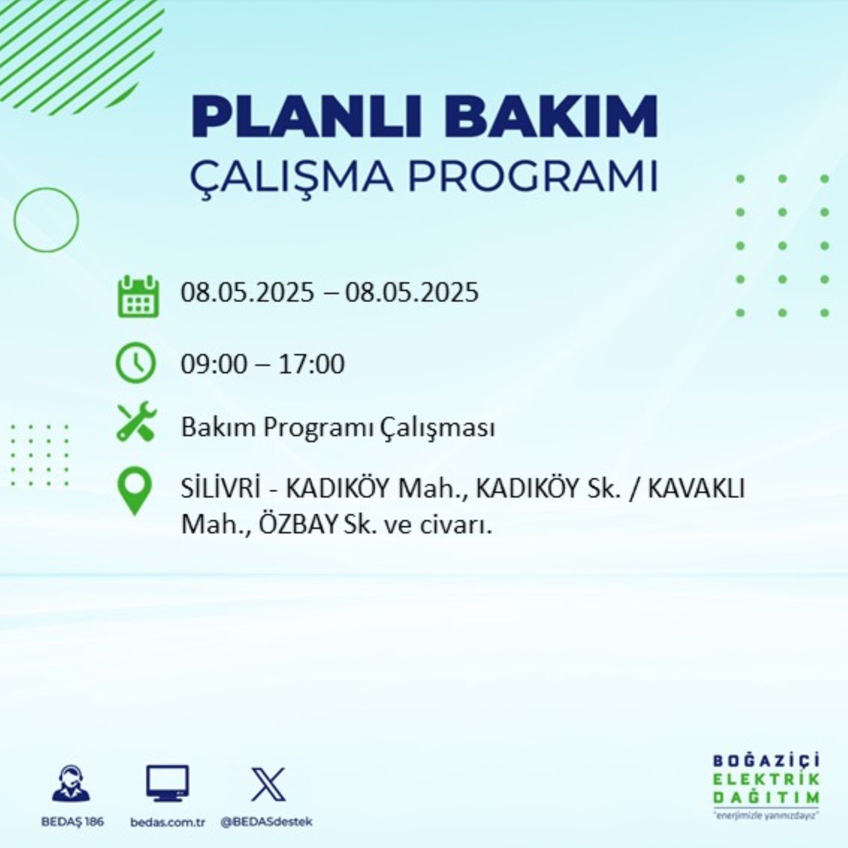 BEDAŞ paylaştı: İstanbul'da 8 Mayıs Perşembe günü elektrik kesintisi yaşanacak ilçeler