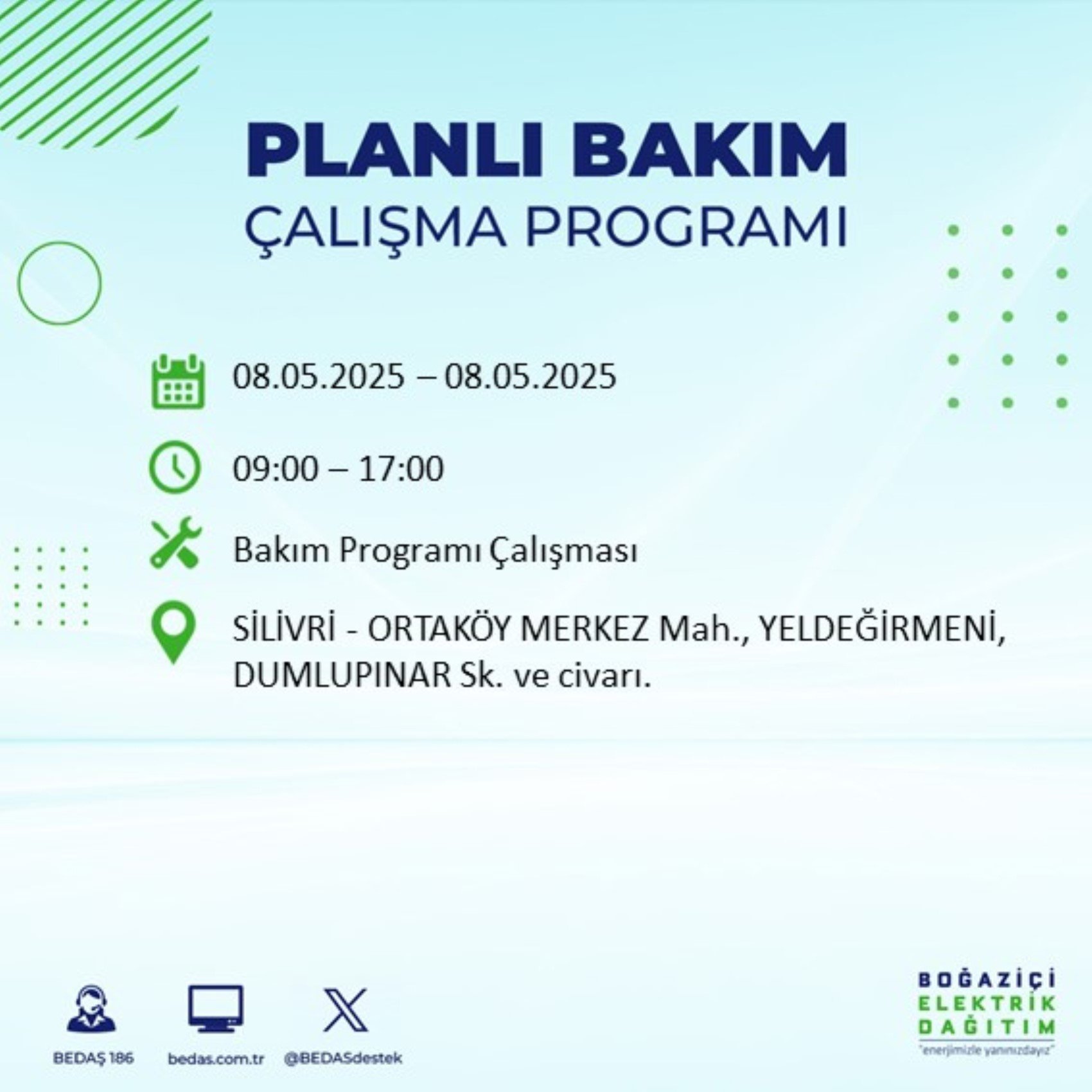 BEDAŞ paylaştı: İstanbul'da 8 Mayıs Perşembe günü elektrik kesintisi yaşanacak ilçeler