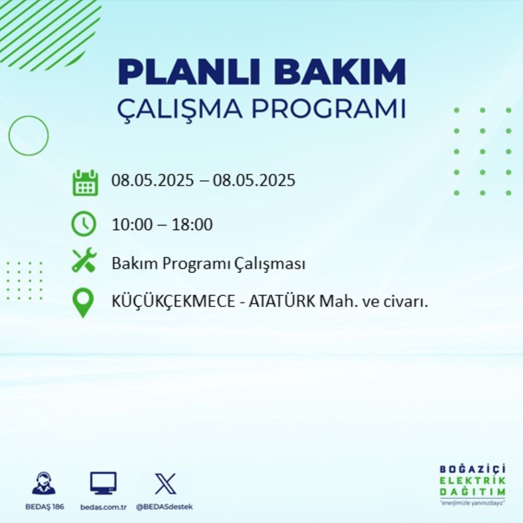 BEDAŞ paylaştı: İstanbul'da 8 Mayıs Perşembe günü elektrik kesintisi yaşanacak ilçeler