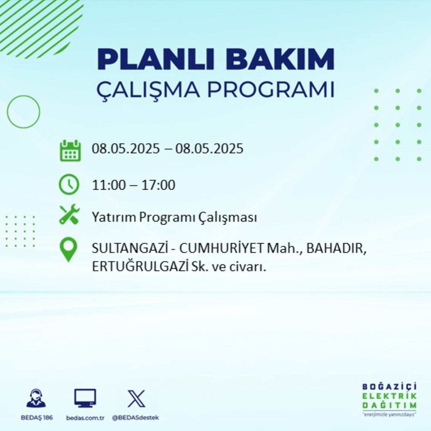 BEDAŞ paylaştı: İstanbul'da 8 Mayıs Perşembe günü elektrik kesintisi yaşanacak ilçeler