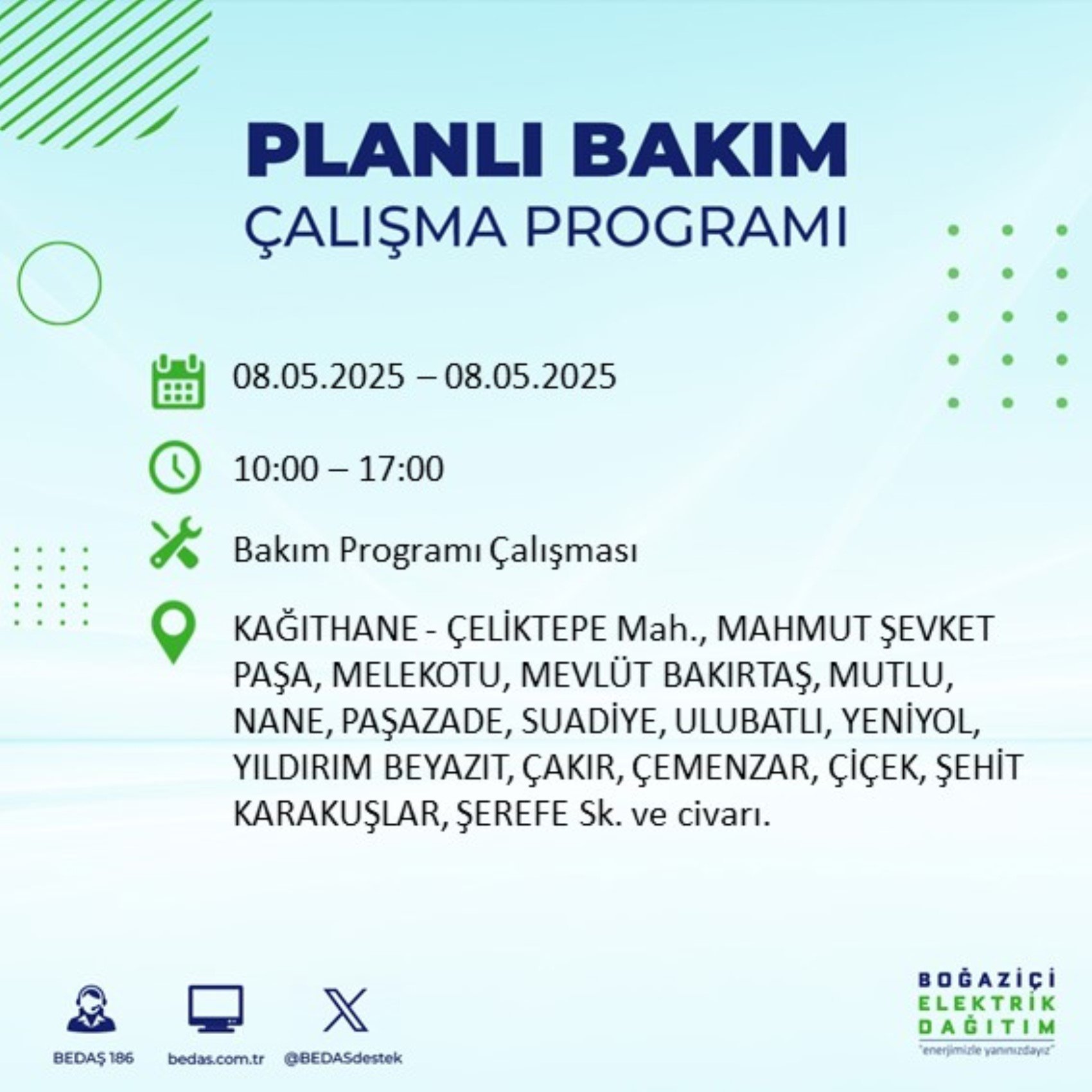 BEDAŞ paylaştı: İstanbul'da 8 Mayıs Perşembe günü elektrik kesintisi yaşanacak ilçeler