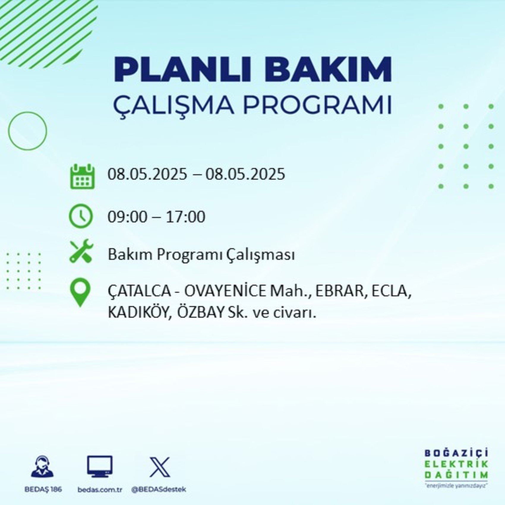 BEDAŞ paylaştı: İstanbul'da 8 Mayıs Perşembe günü elektrik kesintisi yaşanacak ilçeler