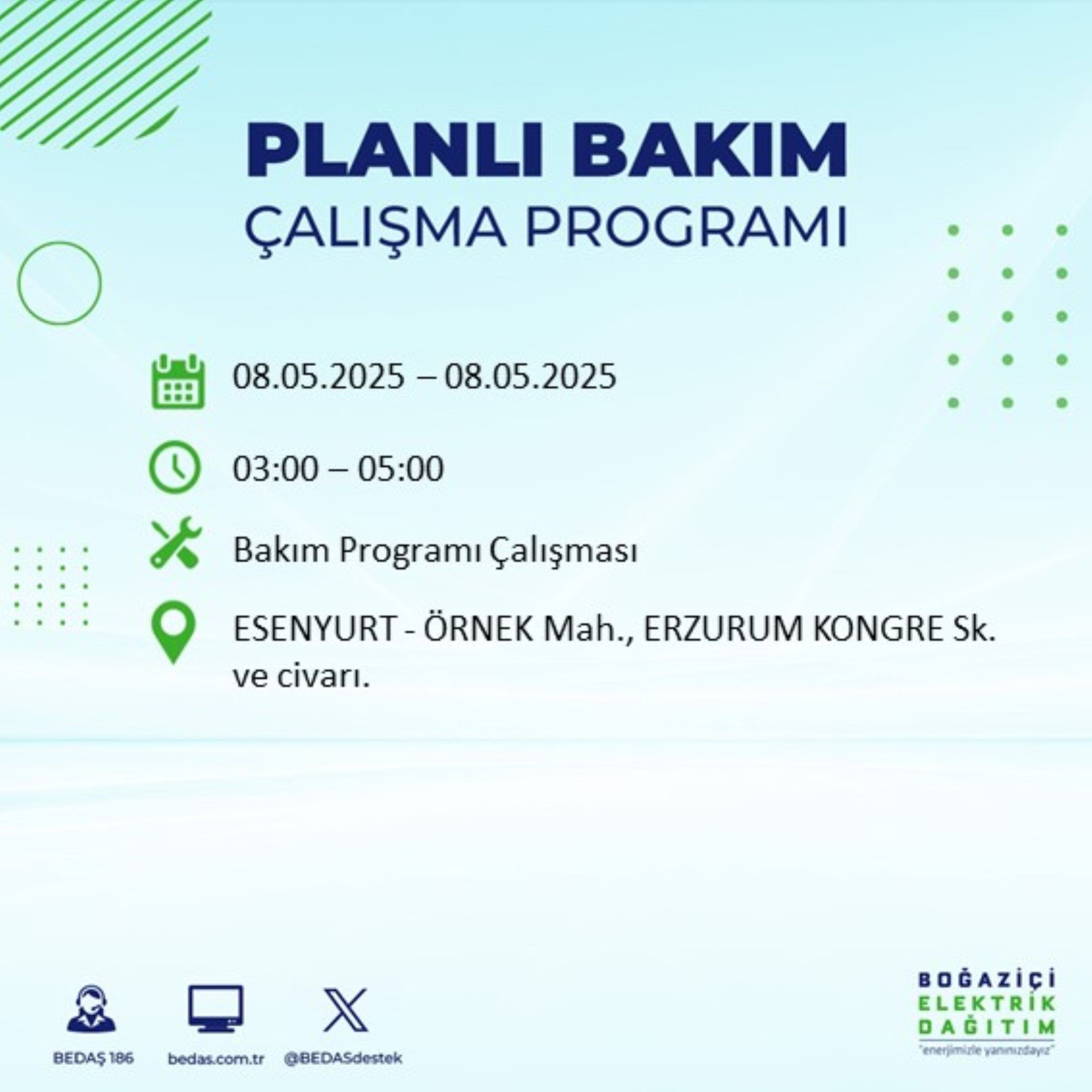 BEDAŞ paylaştı: İstanbul'da 8 Mayıs Perşembe günü elektrik kesintisi yaşanacak ilçeler