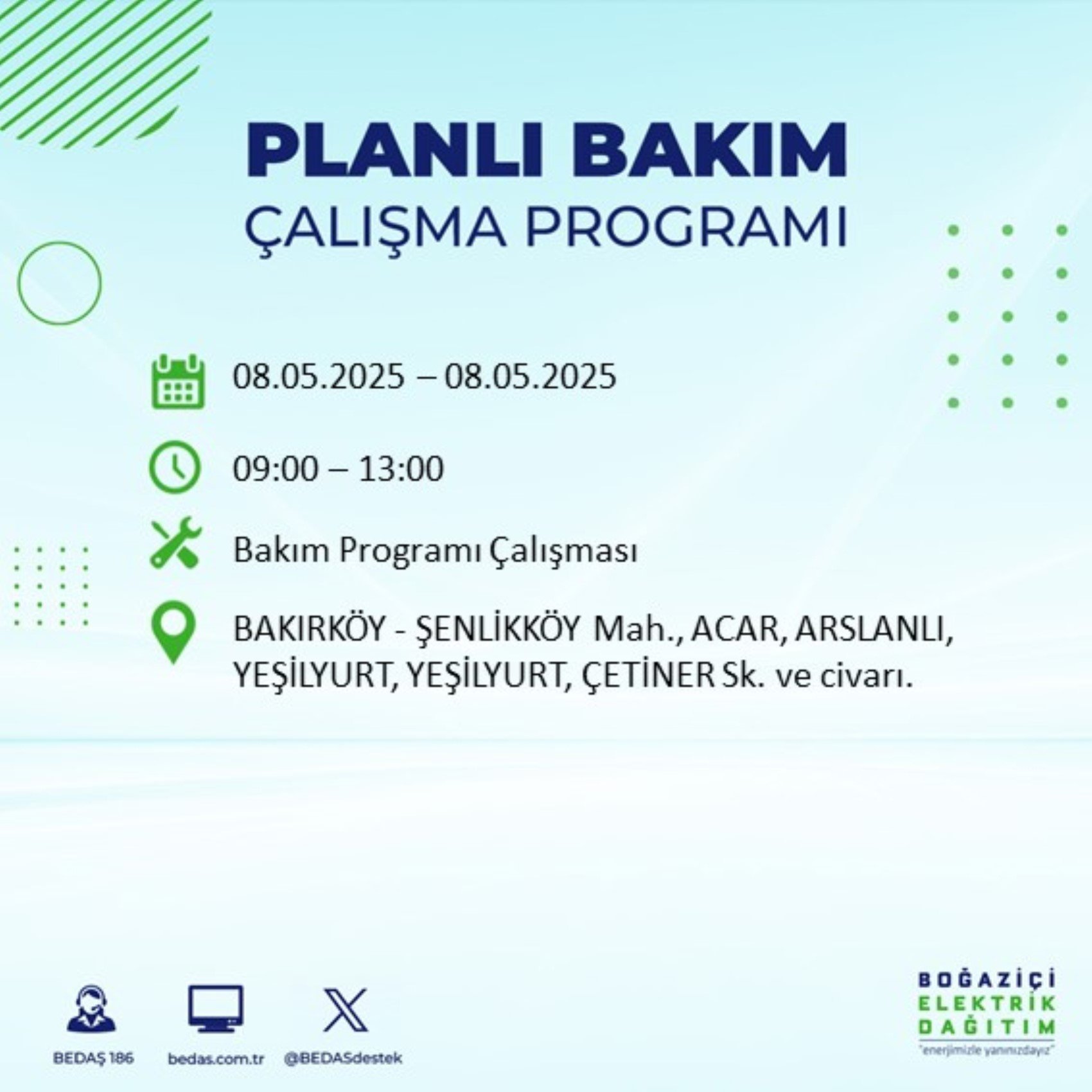 BEDAŞ paylaştı: İstanbul'da 8 Mayıs Perşembe günü elektrik kesintisi yaşanacak ilçeler