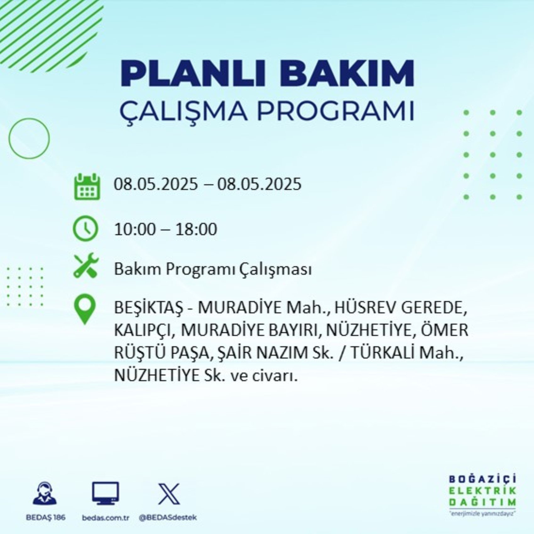 BEDAŞ paylaştı: İstanbul'da 8 Mayıs Perşembe günü elektrik kesintisi yaşanacak ilçeler