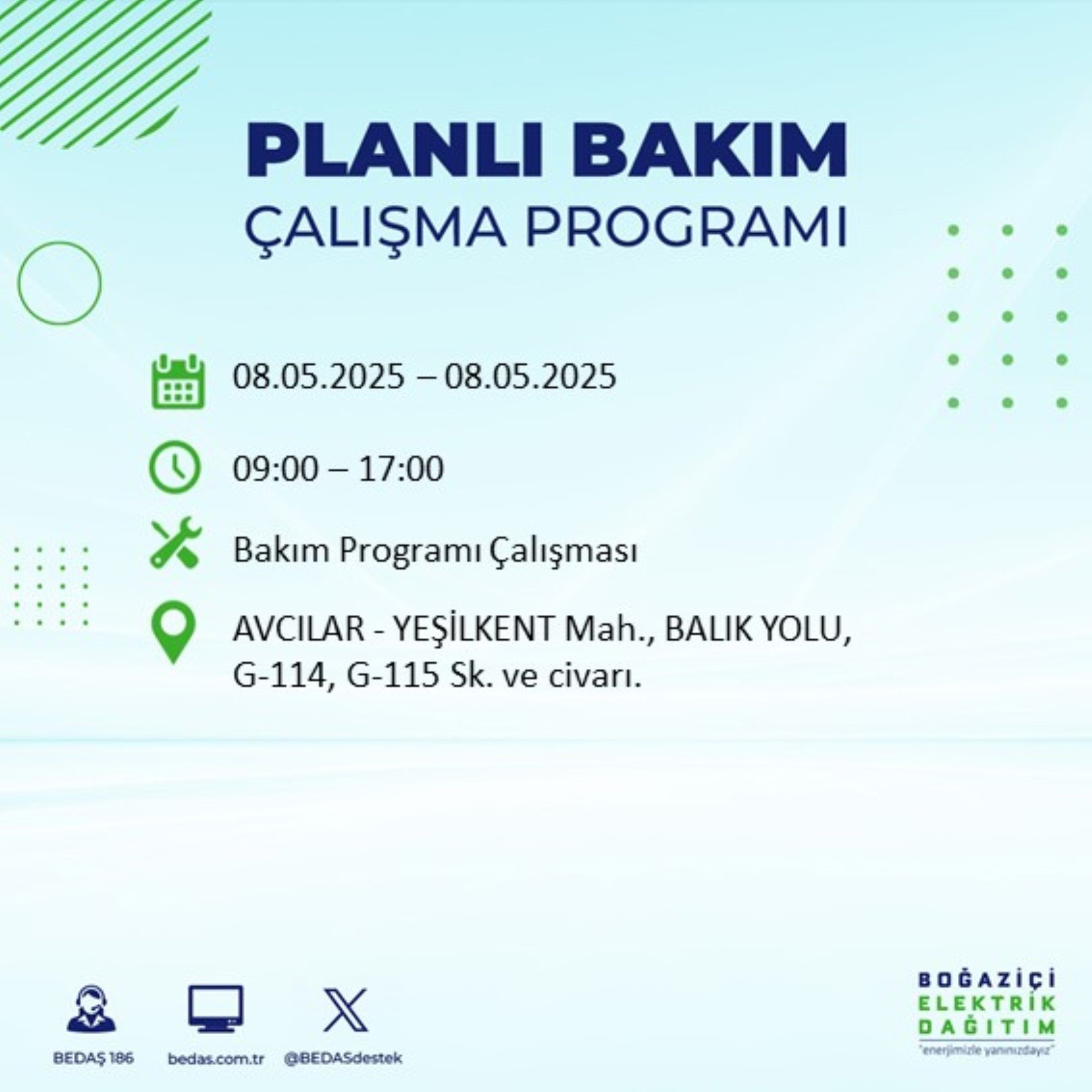 BEDAŞ paylaştı: İstanbul'da 8 Mayıs Perşembe günü elektrik kesintisi yaşanacak ilçeler