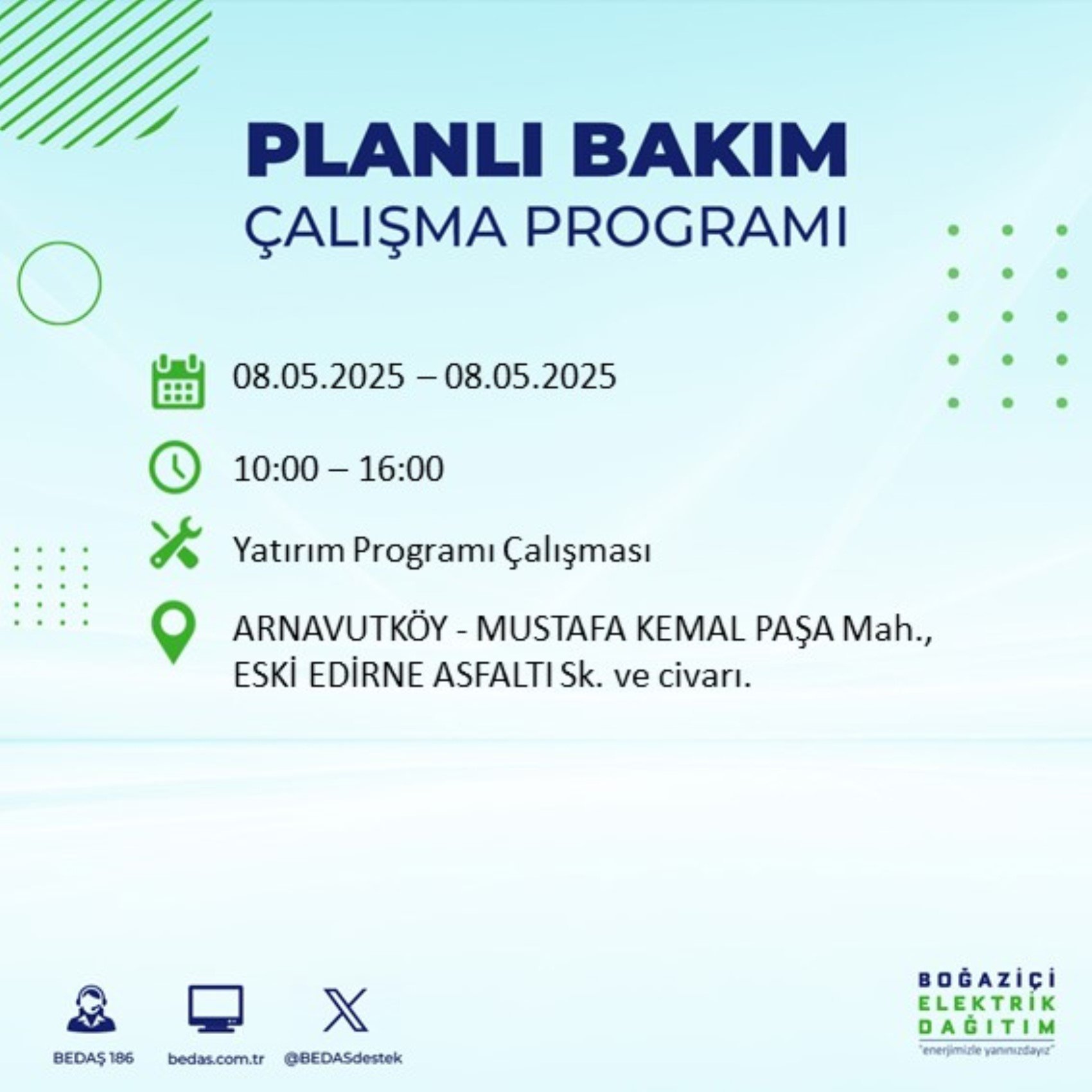 BEDAŞ paylaştı: İstanbul'da 8 Mayıs Perşembe günü elektrik kesintisi yaşanacak ilçeler