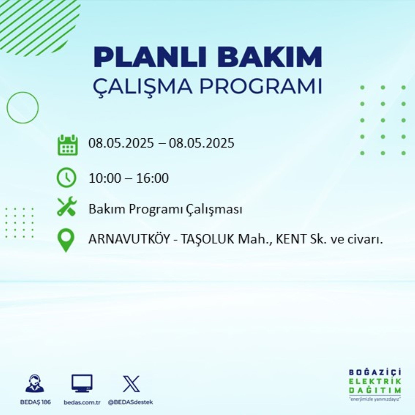 BEDAŞ paylaştı: İstanbul'da 8 Mayıs Perşembe günü elektrik kesintisi yaşanacak ilçeler