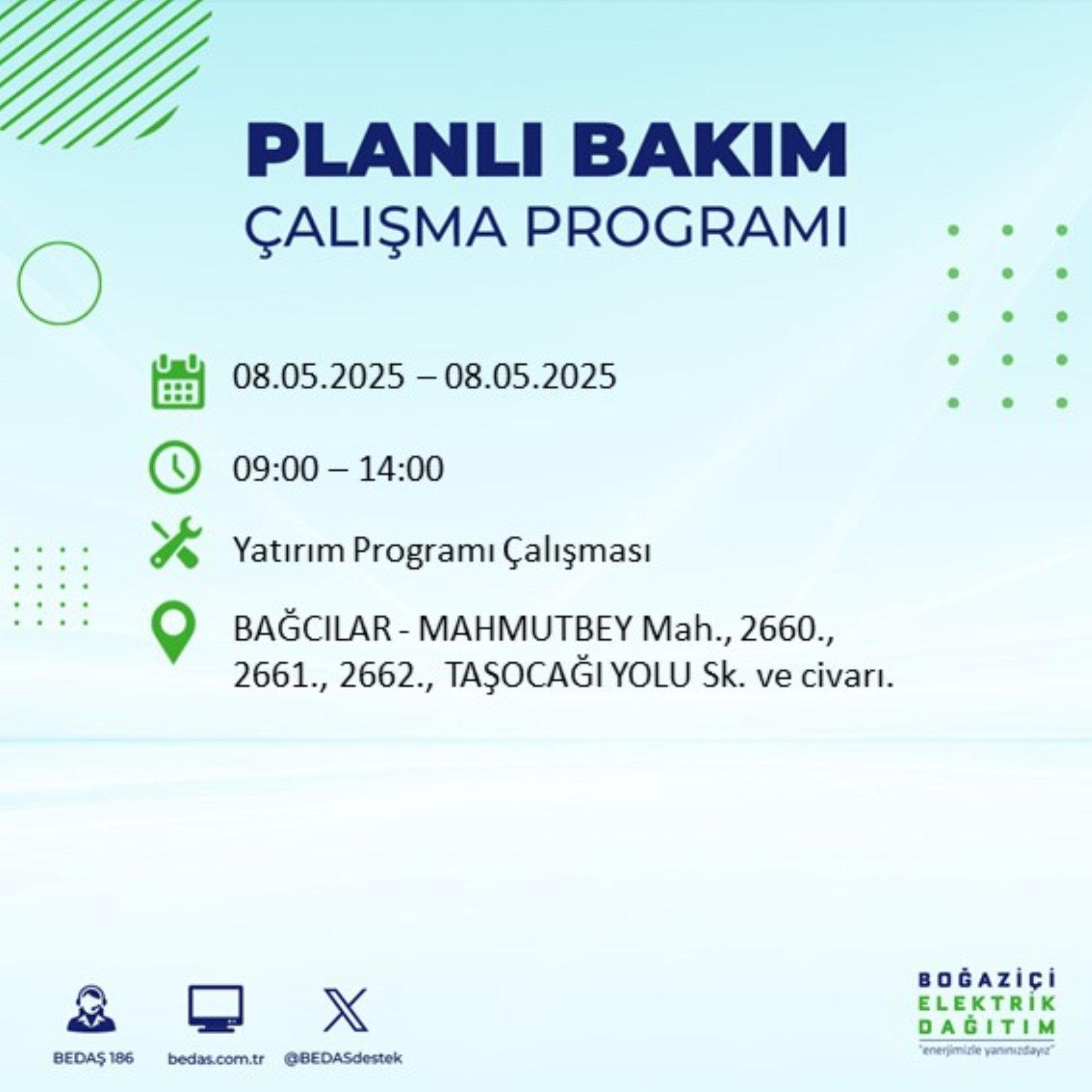 BEDAŞ paylaştı: İstanbul'da 8 Mayıs Perşembe günü elektrik kesintisi yaşanacak ilçeler