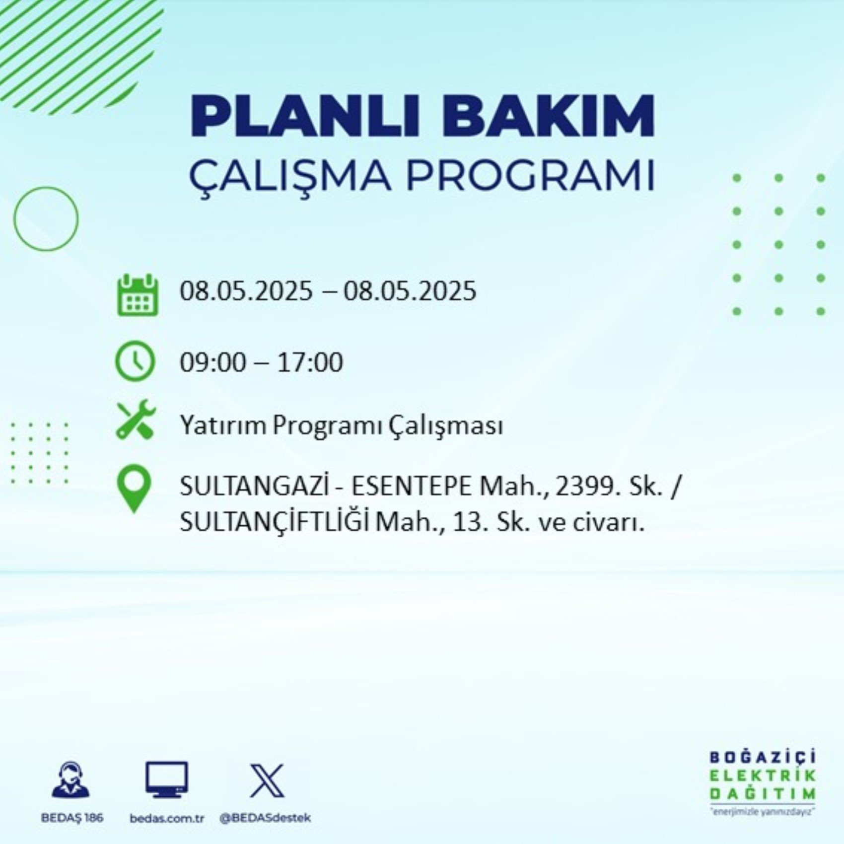BEDAŞ paylaştı: İstanbul'da 8 Mayıs Perşembe günü elektrik kesintisi yaşanacak ilçeler