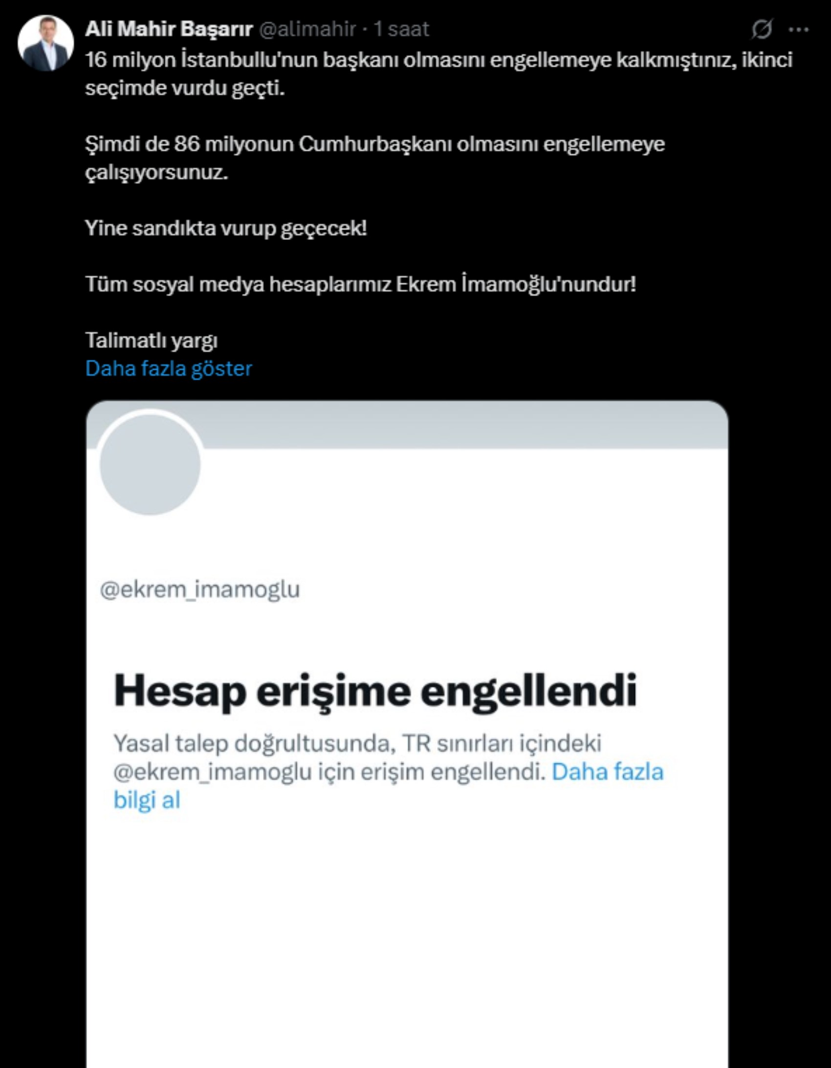 Ekrem İmamoğlu'nun X hesabına erişim engeli! Tepkiler çığ gibi büyüdü