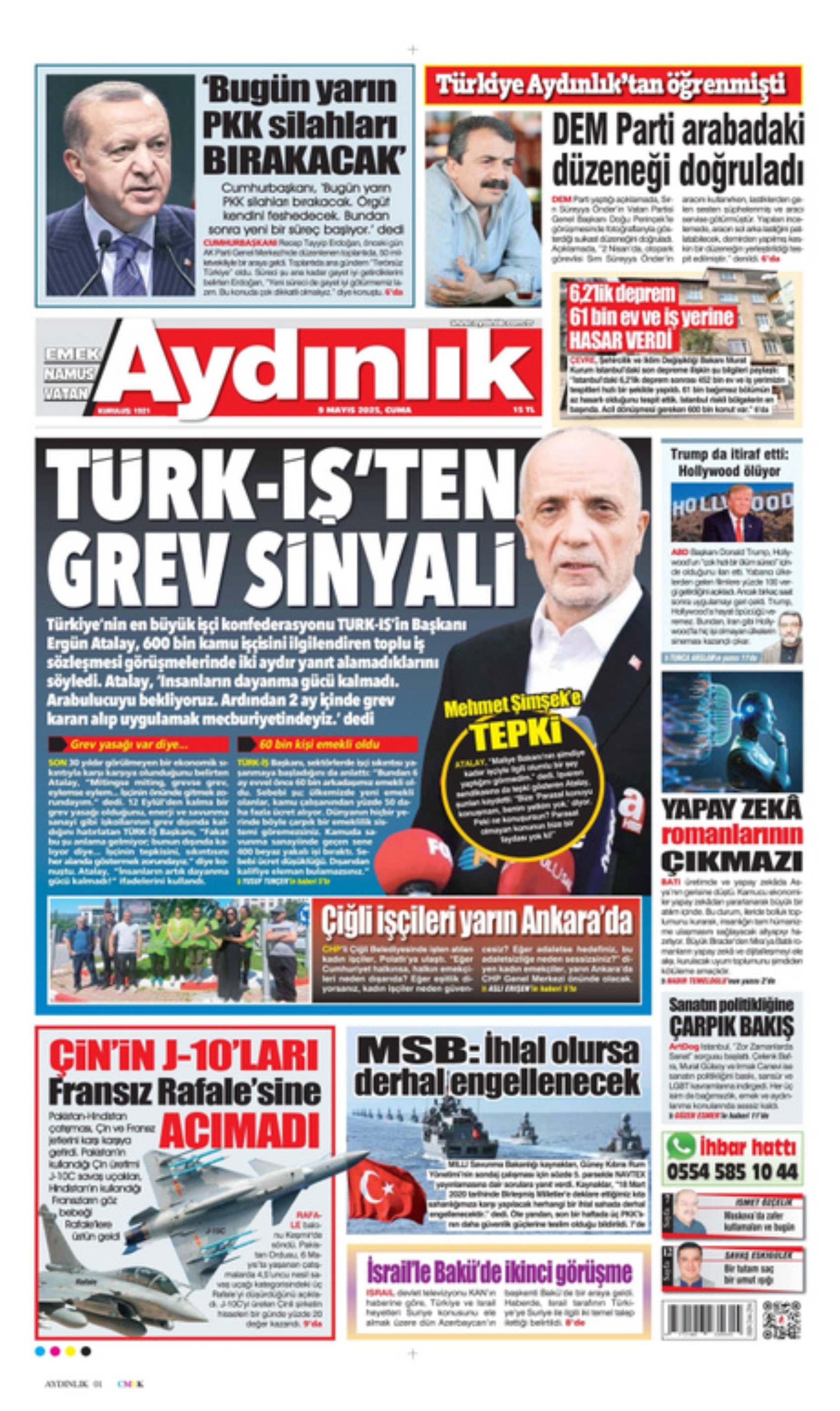 9 Mayıs 2025 gazete manşetleri: PKK silahları bırakacak! Umut mu, soru işareti mi?