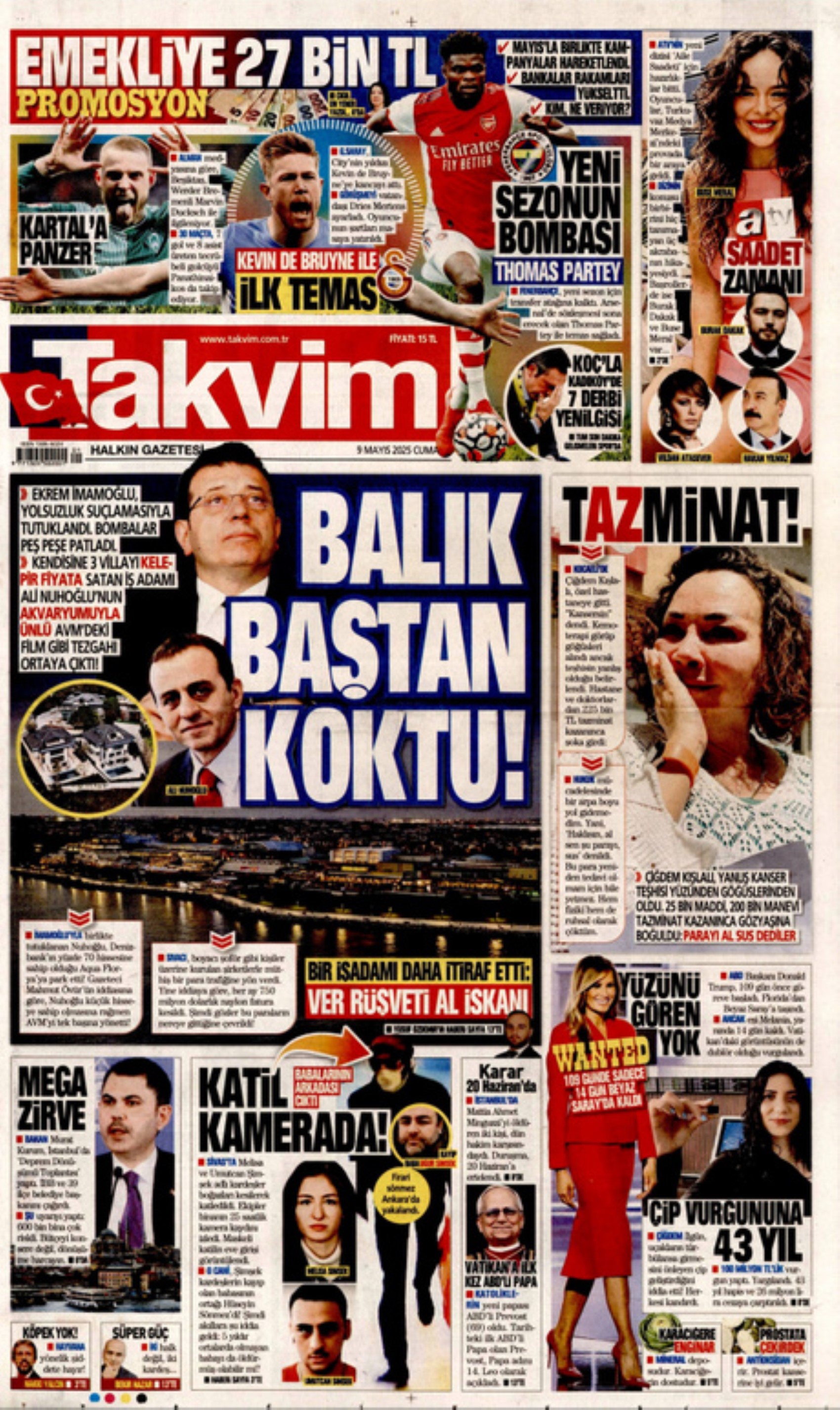 9 Mayıs 2025 gazete manşetleri: PKK silahları bırakacak! Umut mu, soru işareti mi?