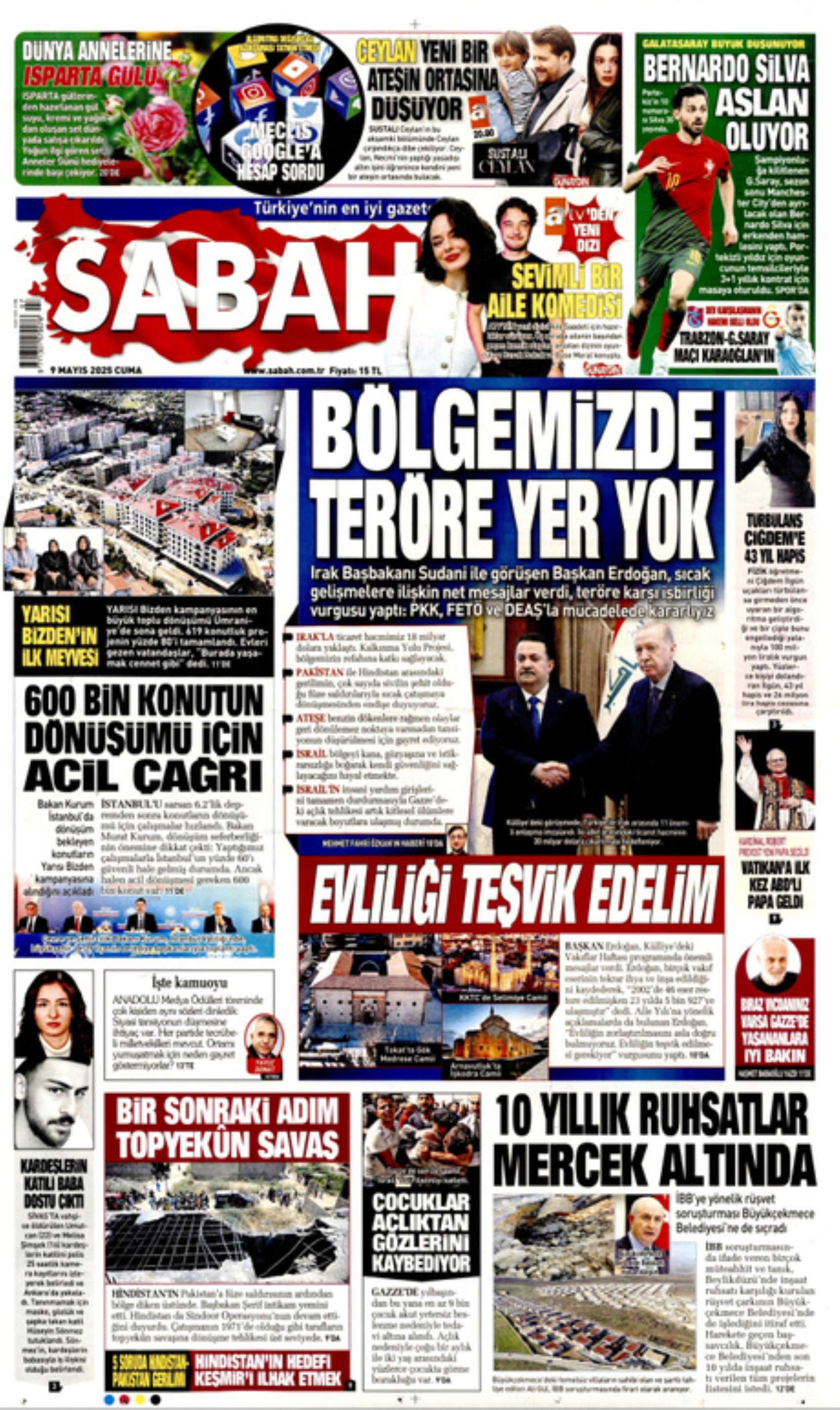 9 Mayıs 2025 gazete manşetleri: PKK silahları bırakacak! Umut mu, soru işareti mi?