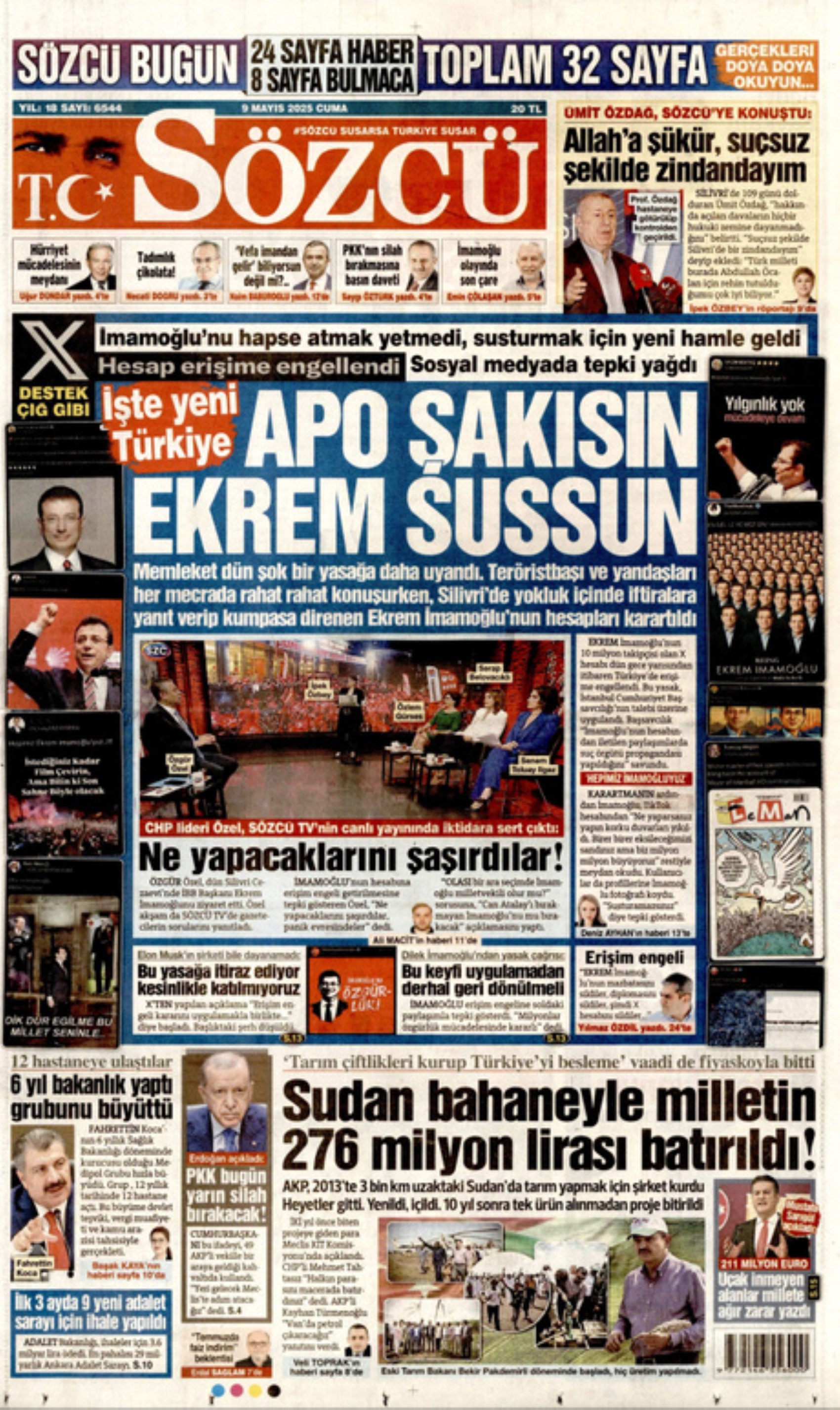 9 Mayıs 2025 gazete manşetleri: PKK silahları bırakacak! Umut mu, soru işareti mi?