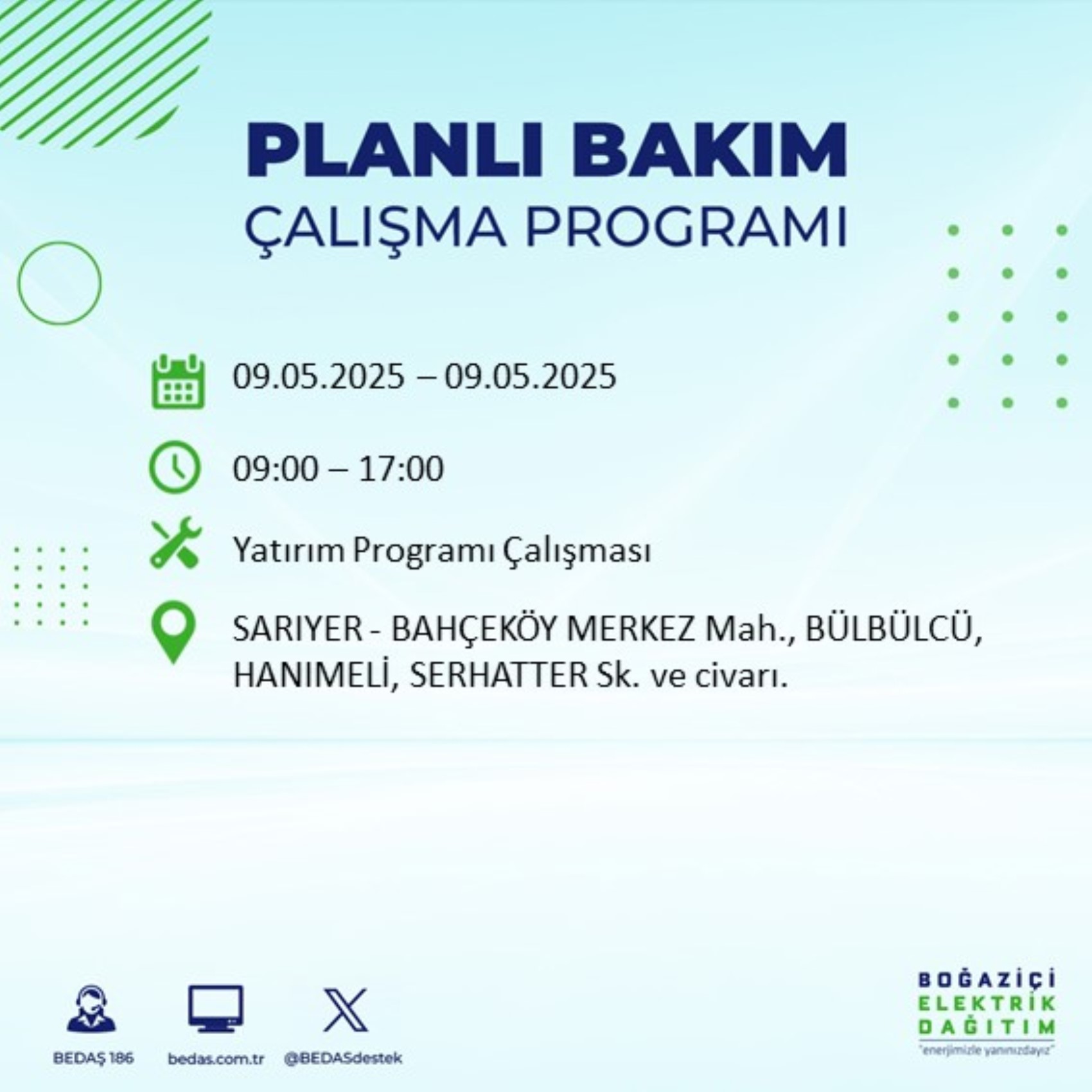 BEDAŞ paylaştı: İstanbul'da 9 Mayıs Cuma günü elektrik kesintisi yaşanacak ilçeler