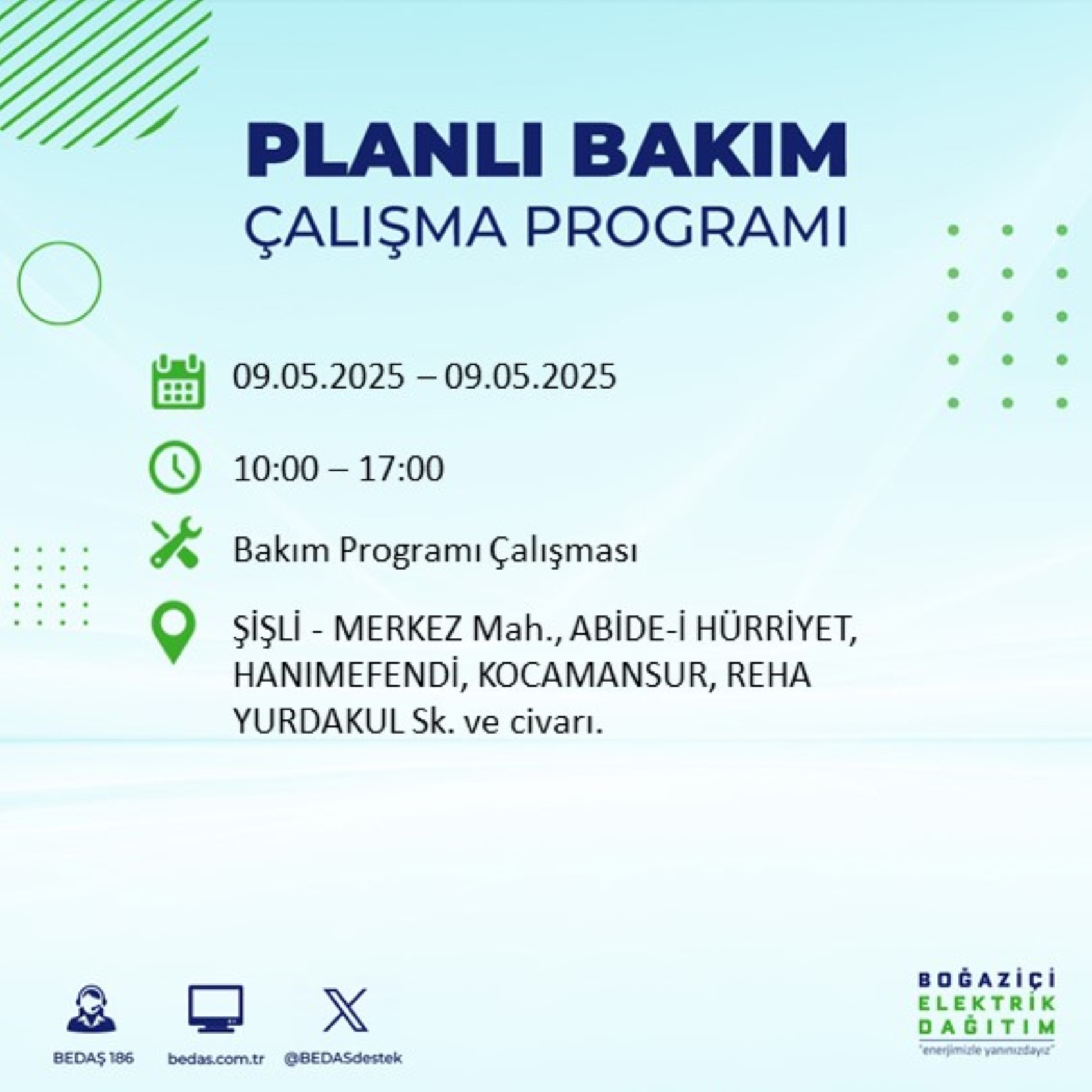 BEDAŞ paylaştı: İstanbul'da 9 Mayıs Cuma günü elektrik kesintisi yaşanacak ilçeler