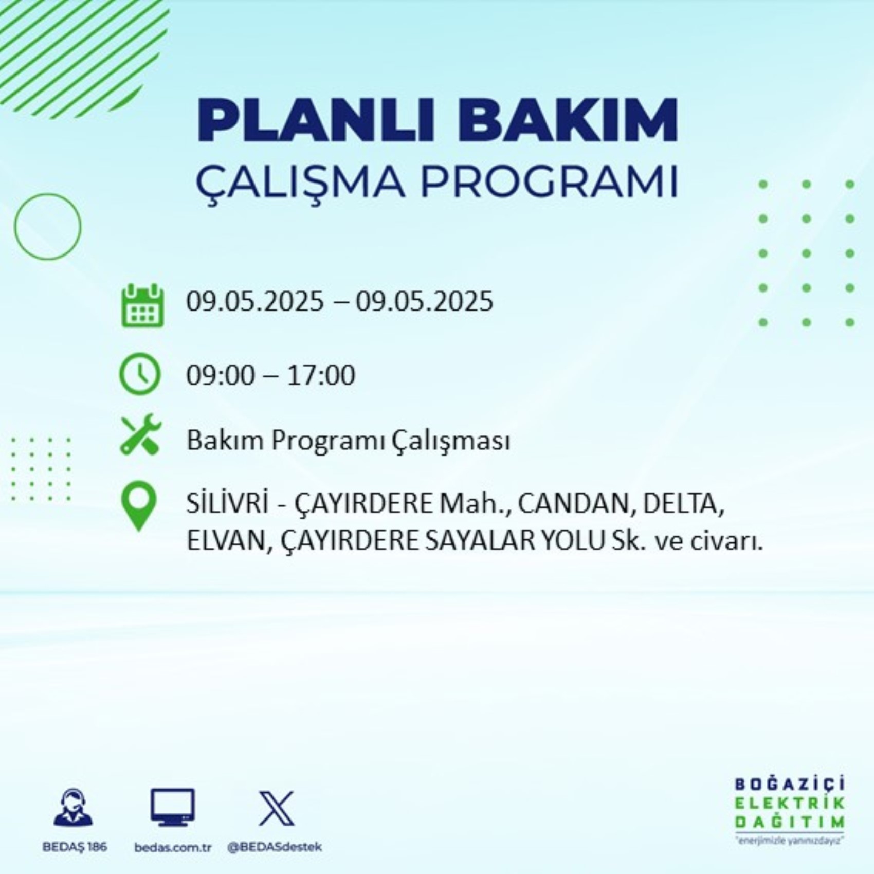 BEDAŞ paylaştı: İstanbul'da 9 Mayıs Cuma günü elektrik kesintisi yaşanacak ilçeler