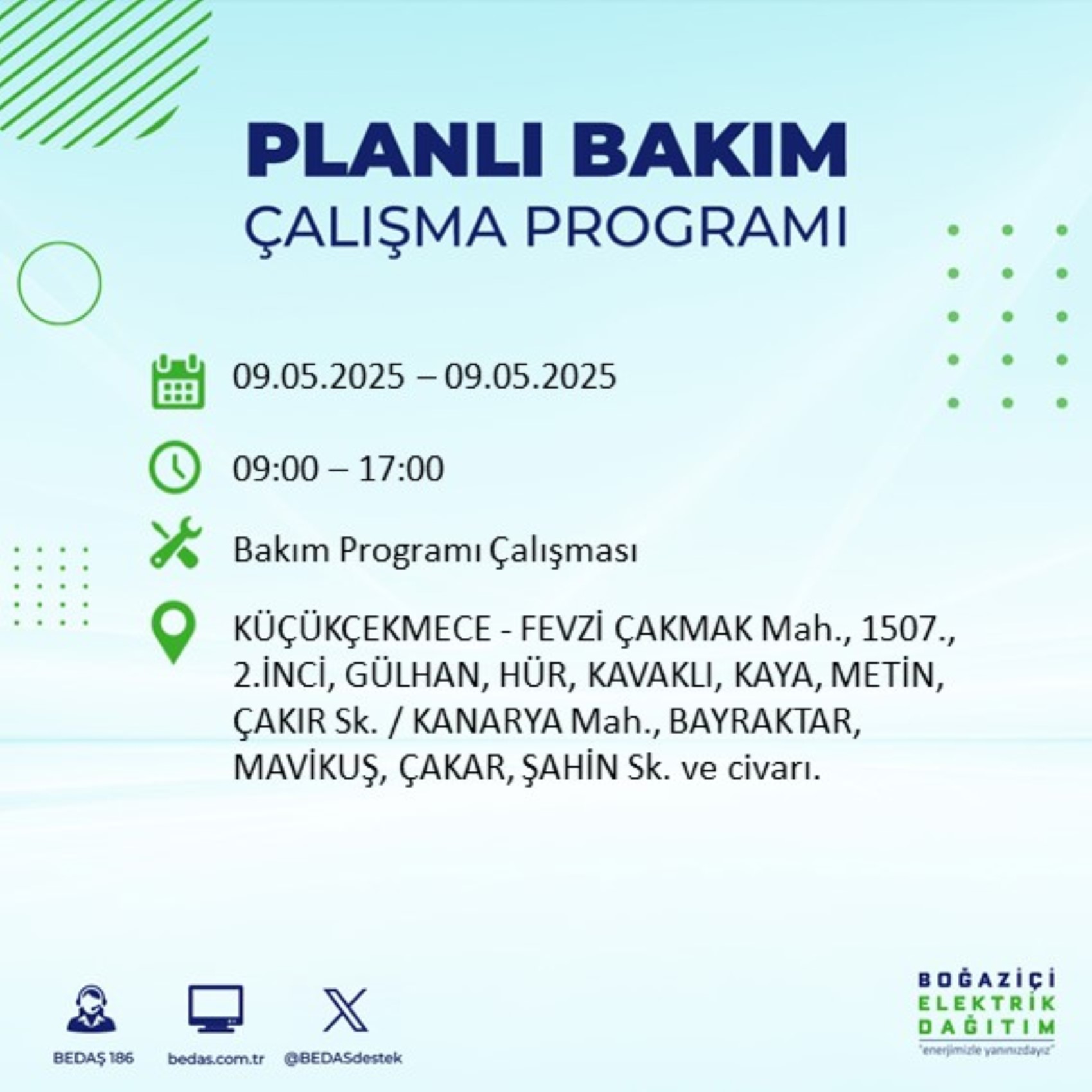 BEDAŞ paylaştı: İstanbul'da 9 Mayıs Cuma günü elektrik kesintisi yaşanacak ilçeler