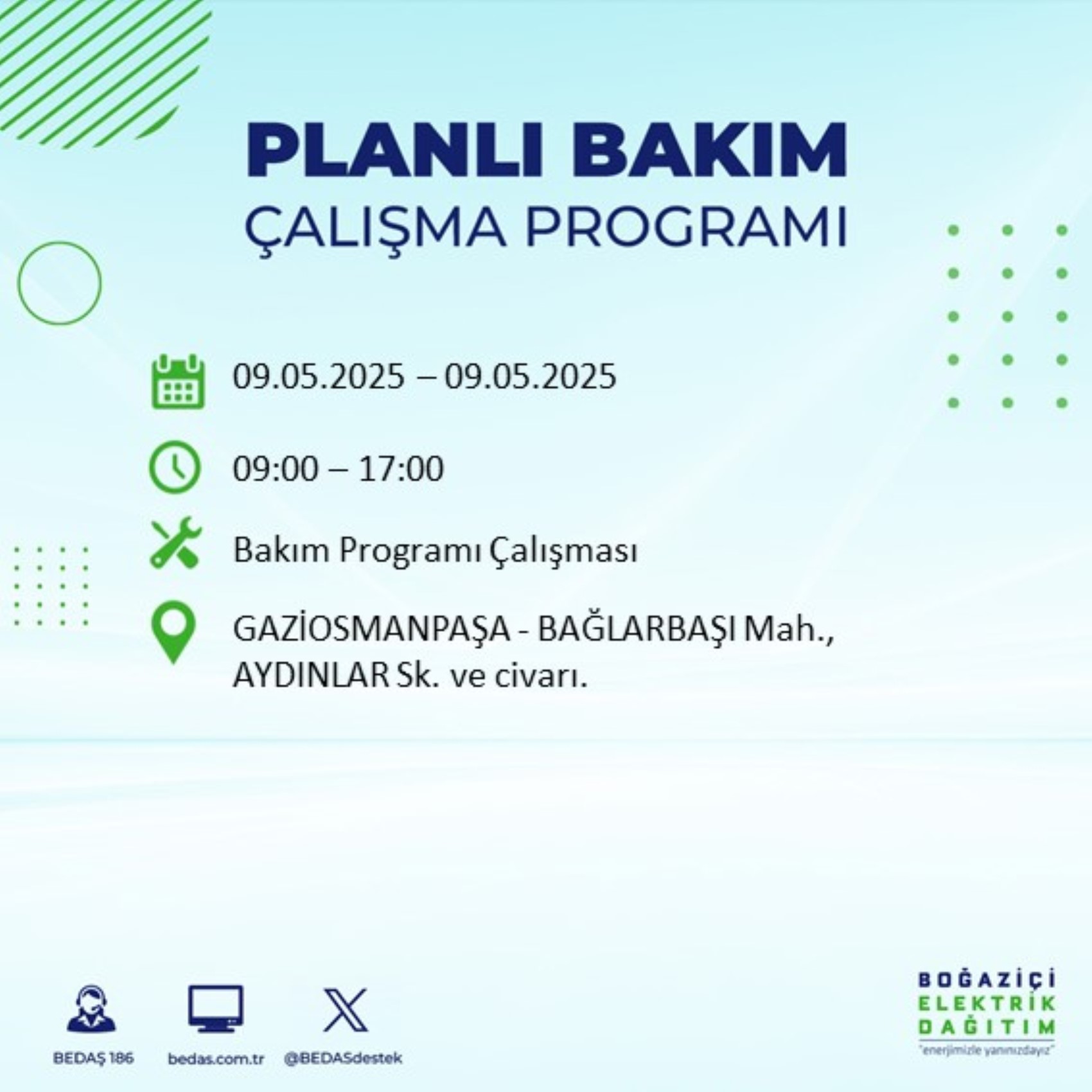 BEDAŞ paylaştı: İstanbul'da 9 Mayıs Cuma günü elektrik kesintisi yaşanacak ilçeler