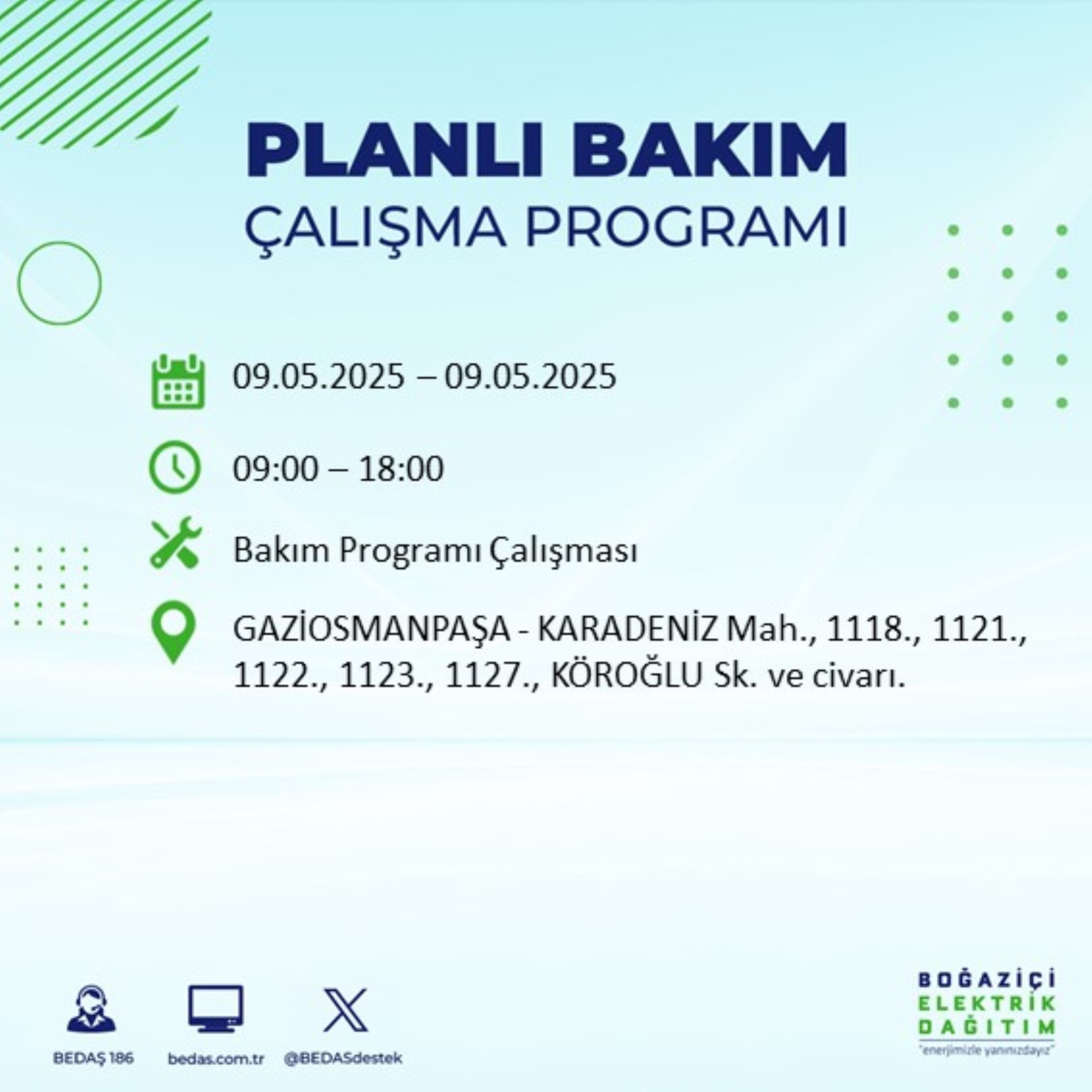 BEDAŞ paylaştı: İstanbul'da 9 Mayıs Cuma günü elektrik kesintisi yaşanacak ilçeler