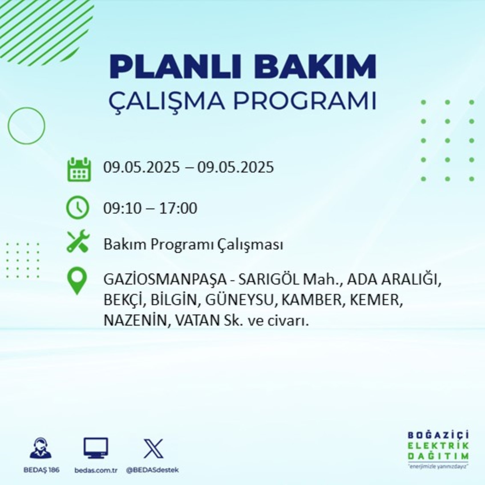 BEDAŞ paylaştı: İstanbul'da 9 Mayıs Cuma günü elektrik kesintisi yaşanacak ilçeler