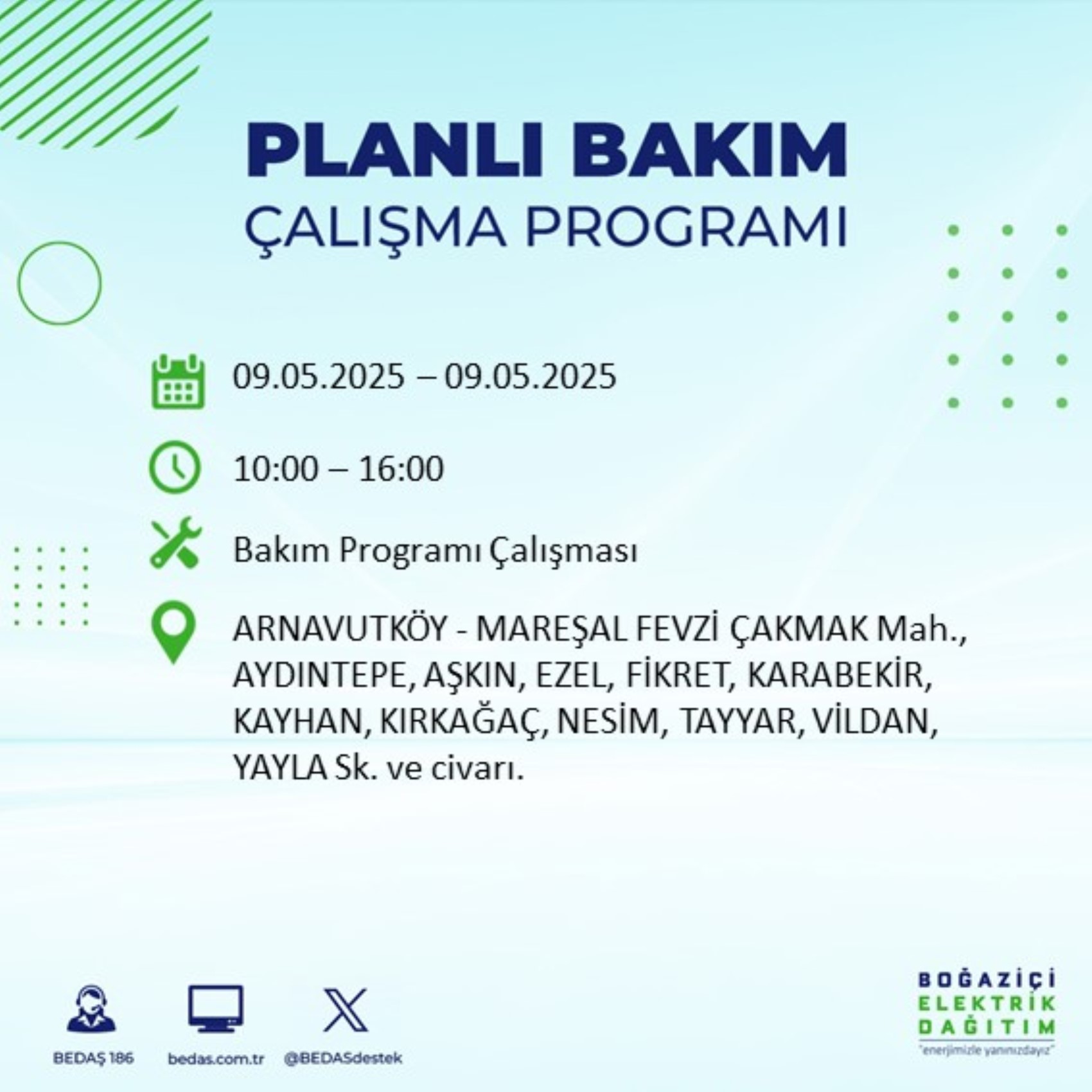 BEDAŞ paylaştı: İstanbul'da 9 Mayıs Cuma günü elektrik kesintisi yaşanacak ilçeler