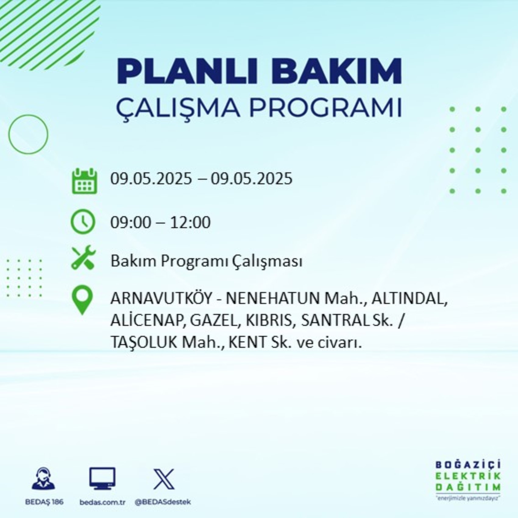 BEDAŞ paylaştı: İstanbul'da 9 Mayıs Cuma günü elektrik kesintisi yaşanacak ilçeler