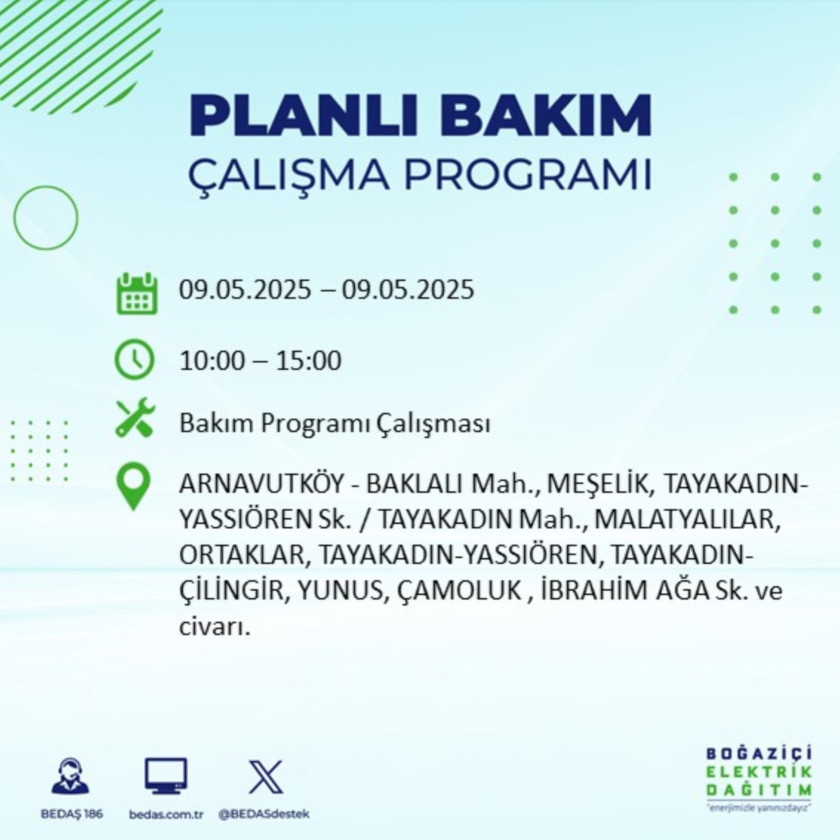 BEDAŞ paylaştı: İstanbul'da 9 Mayıs Cuma günü elektrik kesintisi yaşanacak ilçeler