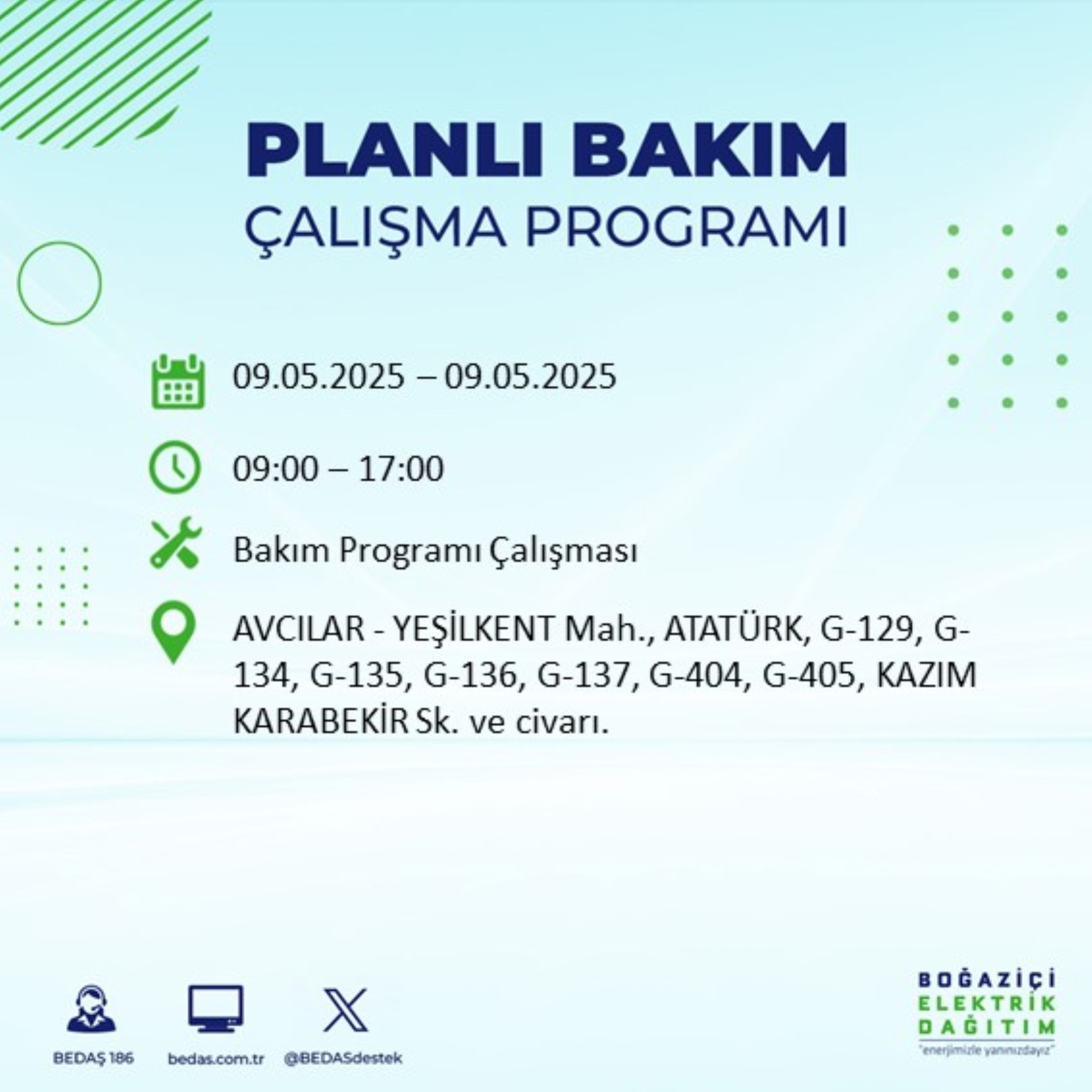 BEDAŞ paylaştı: İstanbul'da 9 Mayıs Cuma günü elektrik kesintisi yaşanacak ilçeler