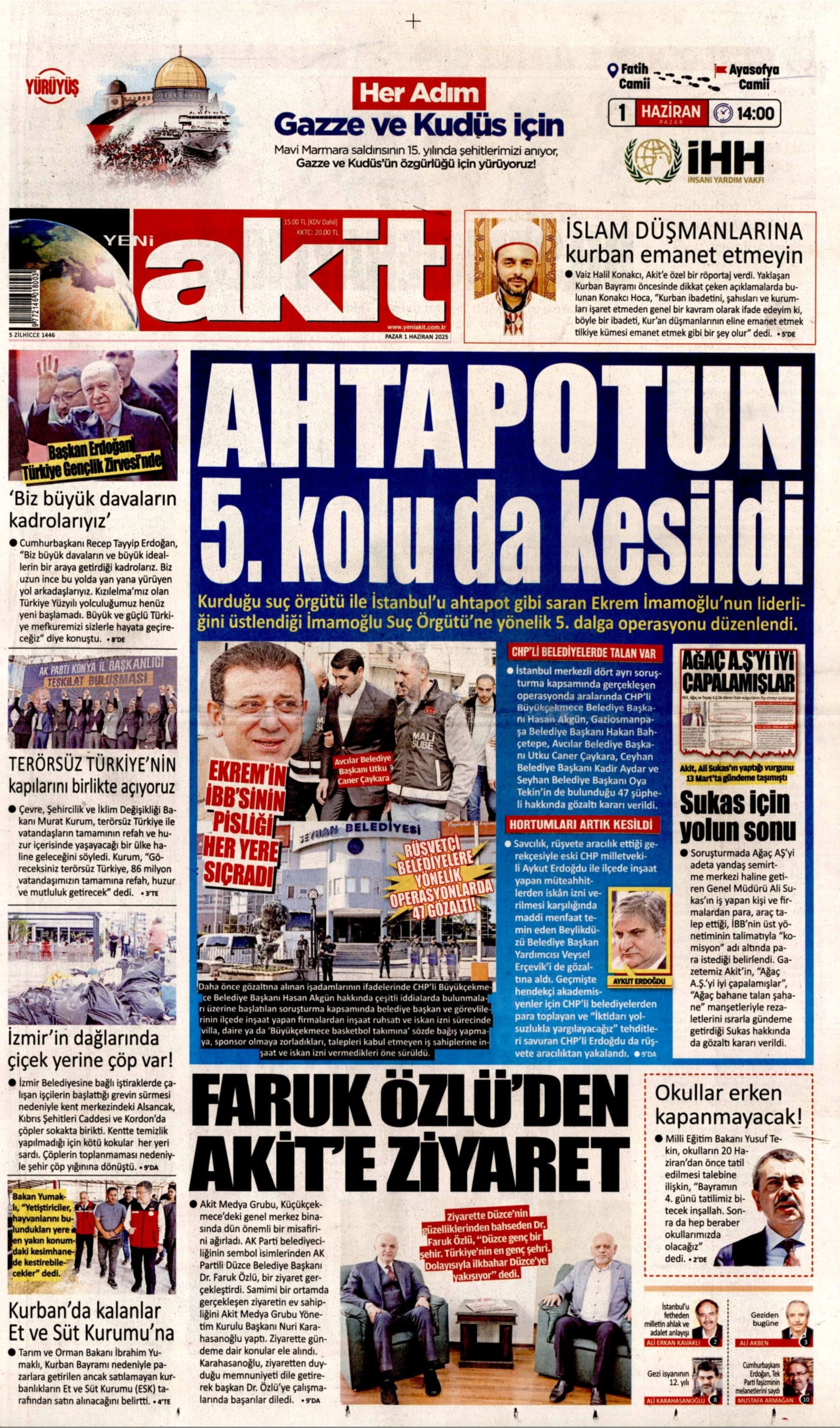 1 Haziran 2025 gazete manşetleri: Gazeteler, İBB'ye 5. dalga operasyonunu nasıl gördü?