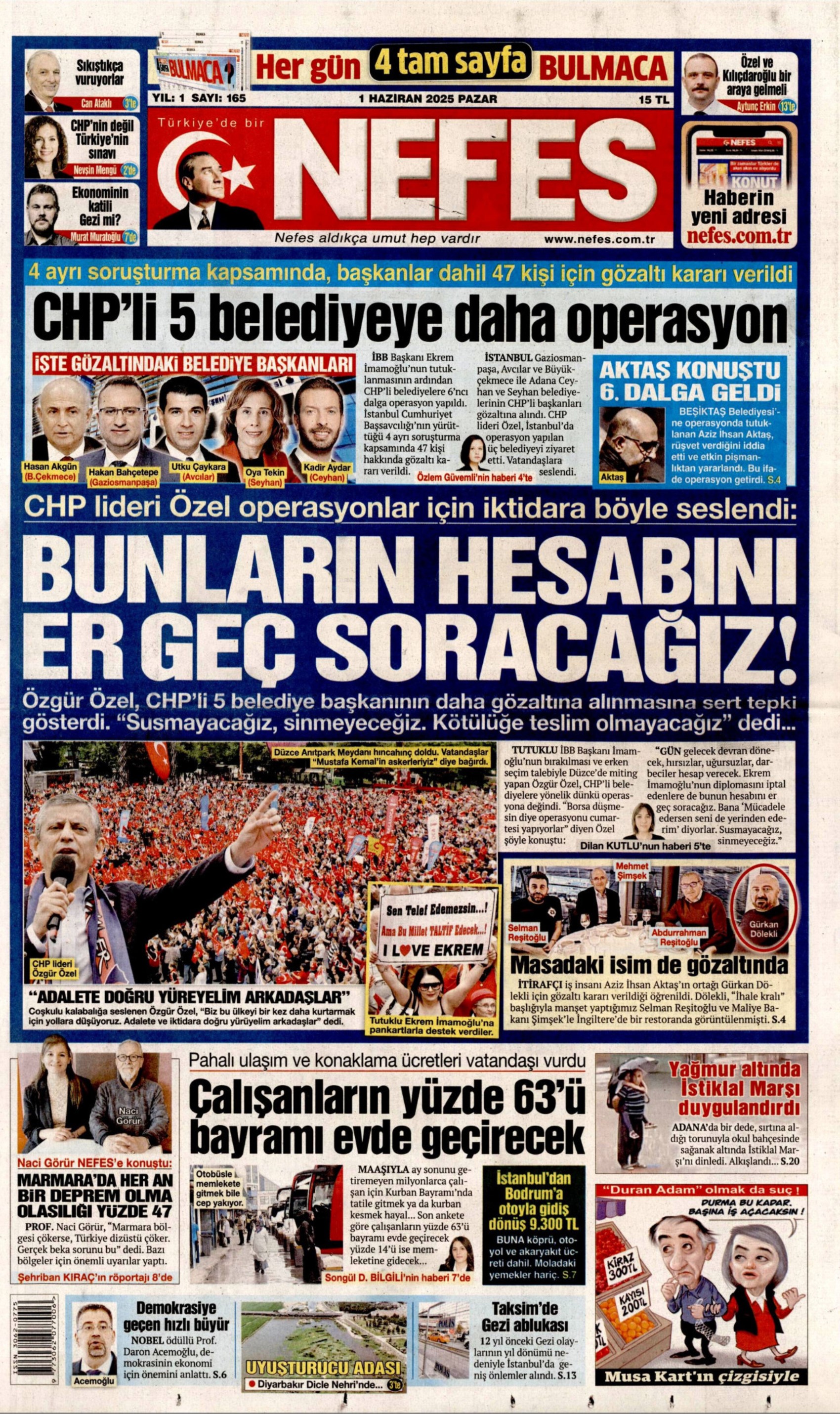 1 Haziran 2025 gazete manşetleri: Gazeteler, İBB'ye 5. dalga operasyonunu nasıl gördü?