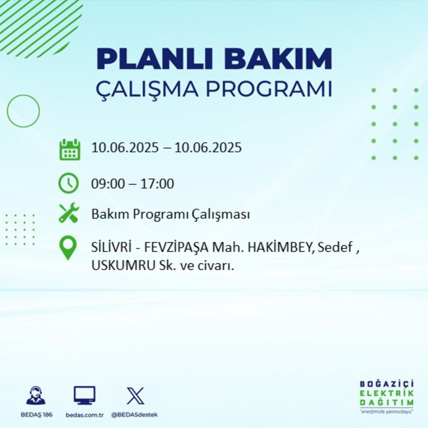 BEDAŞ paylaştı: İstanbul'da 10 Haziran Salı günü elektrik kesintisi yaşanacak ilçeler