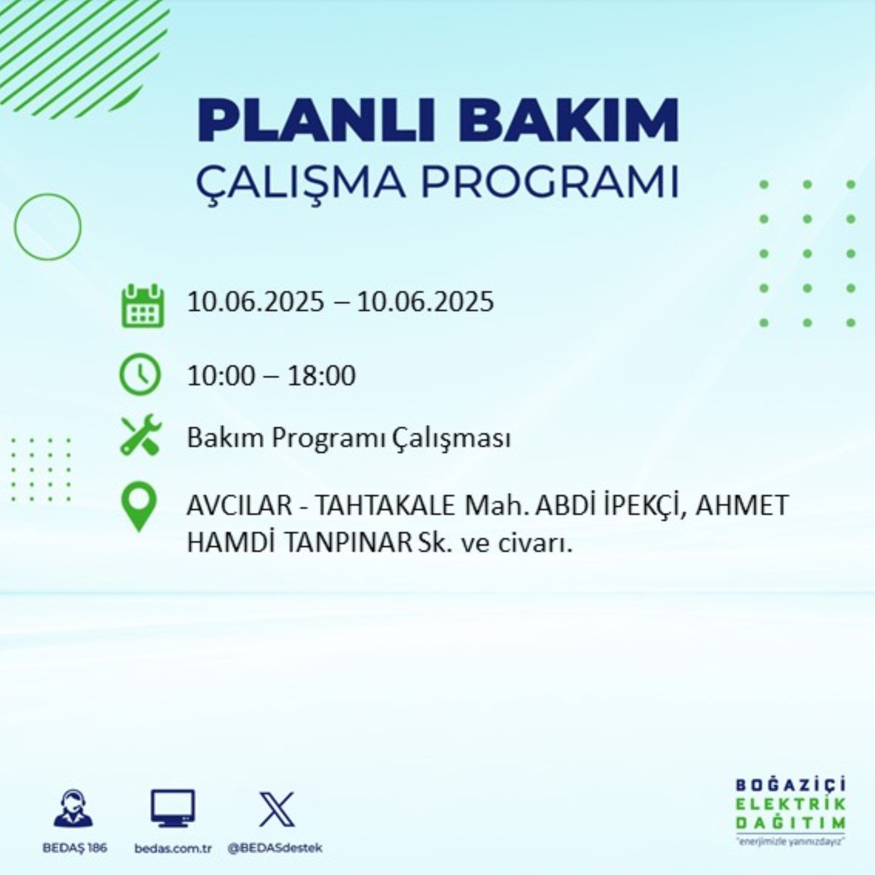 BEDAŞ paylaştı: İstanbul'da 10 Haziran Salı günü elektrik kesintisi yaşanacak ilçeler