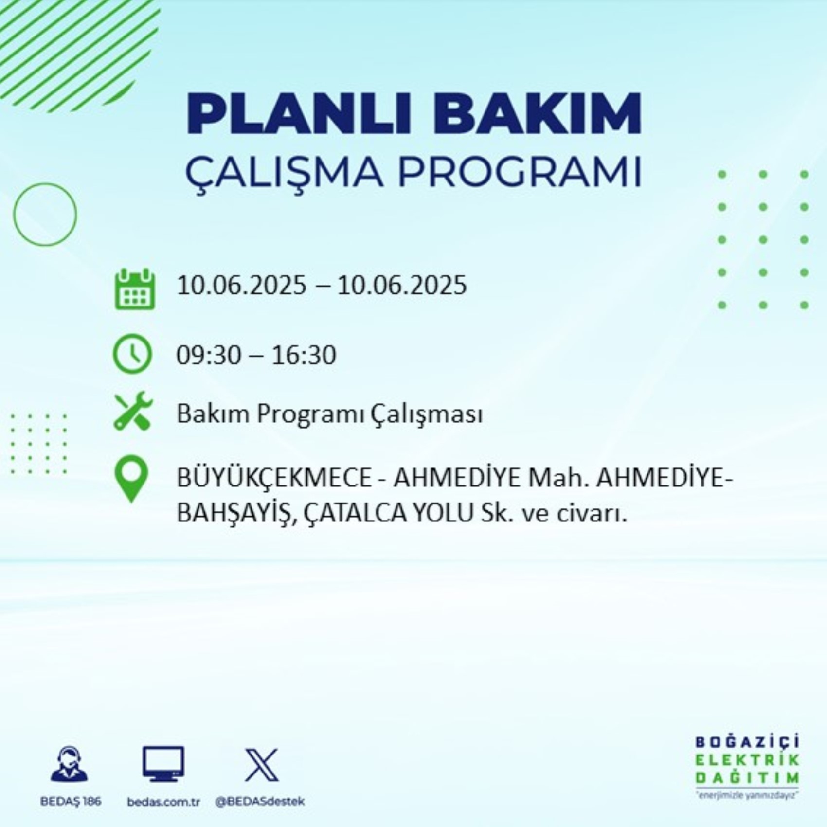 BEDAŞ paylaştı: İstanbul'da 10 Haziran Salı günü elektrik kesintisi yaşanacak ilçeler