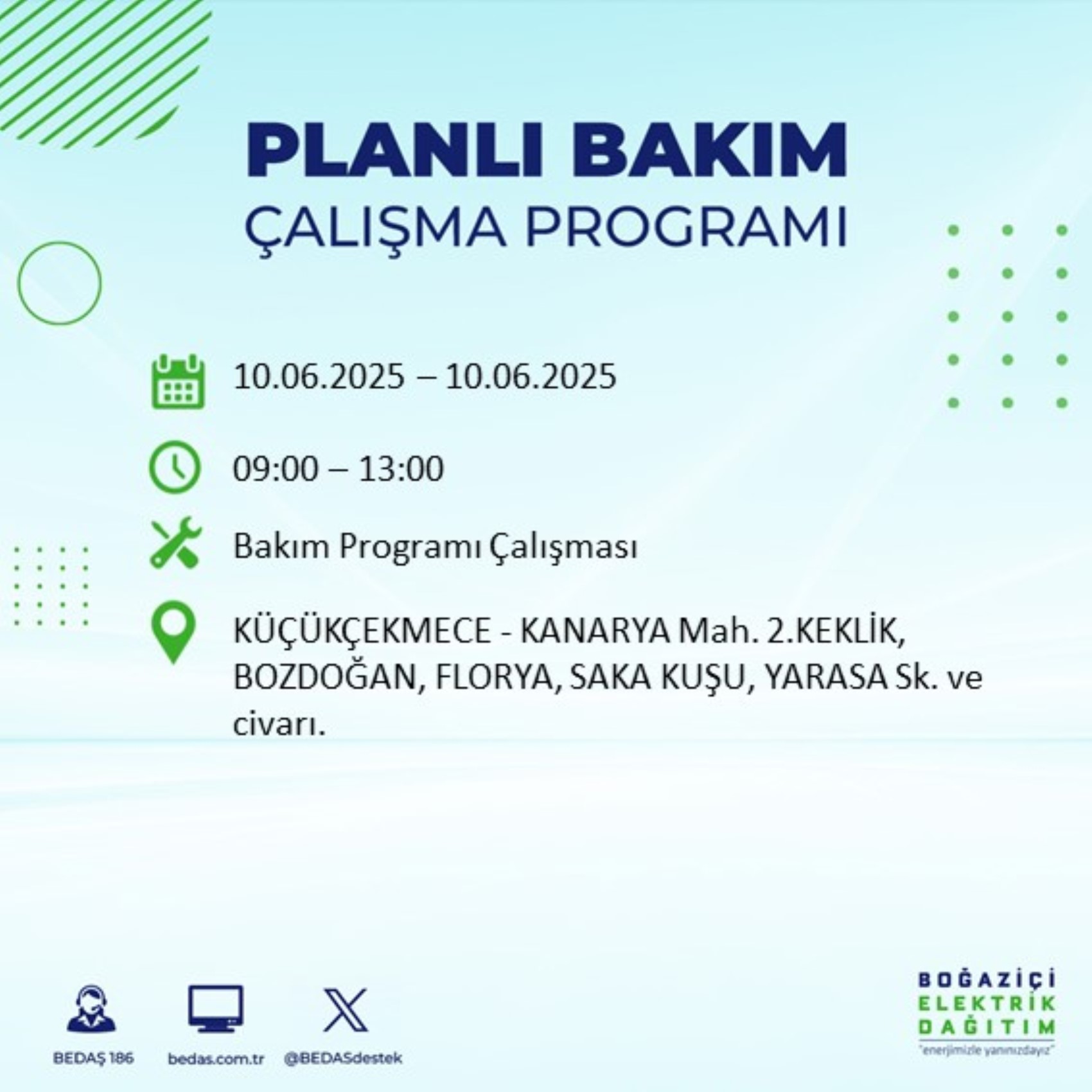 BEDAŞ paylaştı: İstanbul'da 10 Haziran Salı günü elektrik kesintisi yaşanacak ilçeler