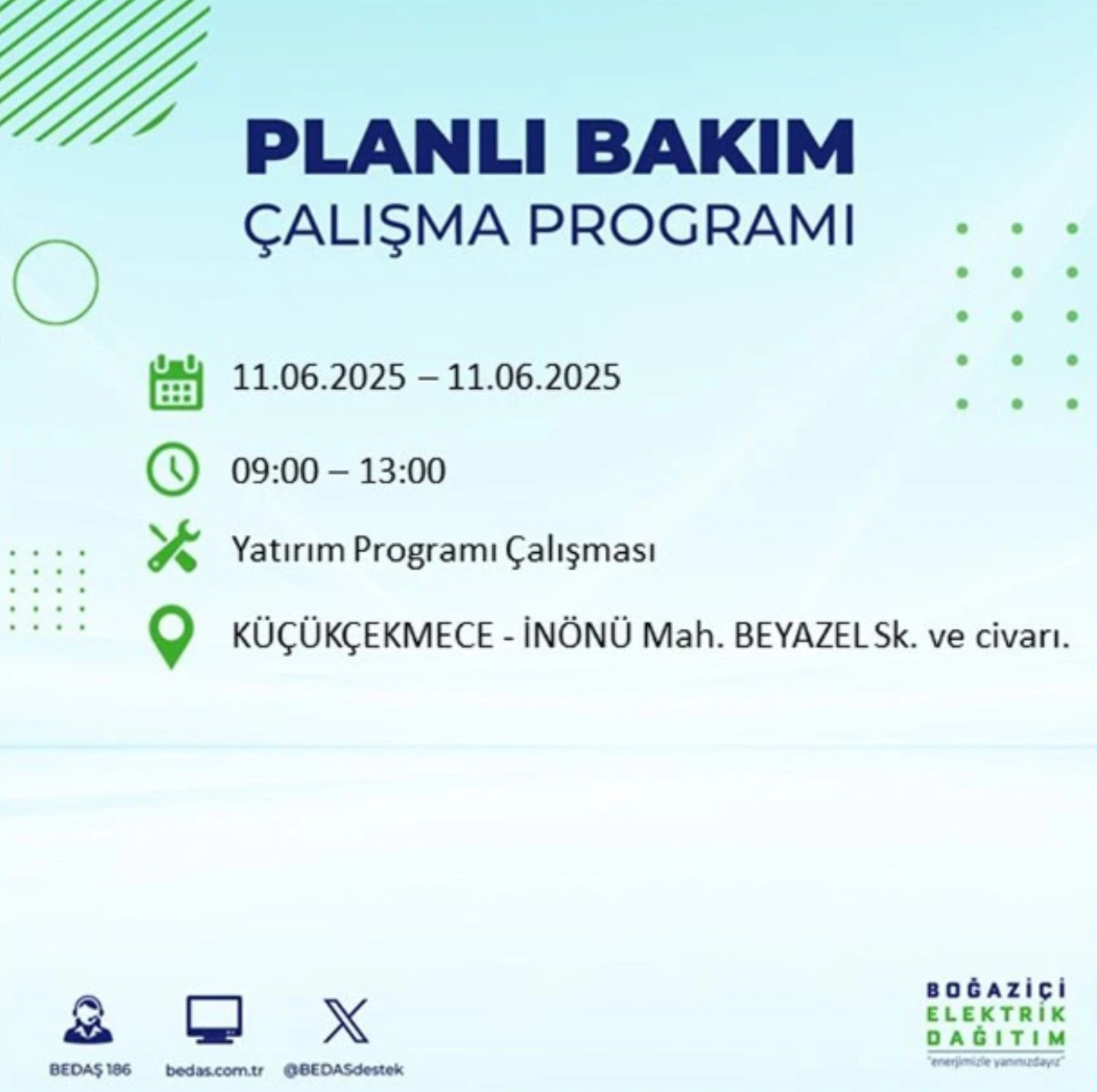 BEDAŞ paylaştı: İstanbul'da 11 Haziran Çarşamba günü elektrik kesintisi yaşanacak ilçeler