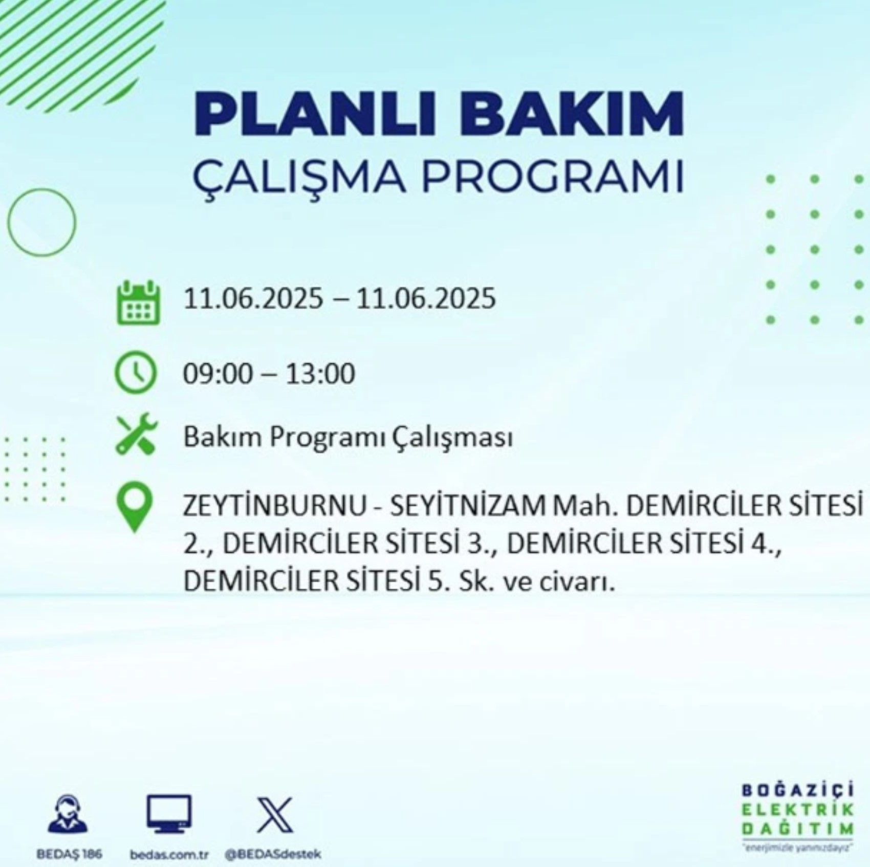 BEDAŞ paylaştı: İstanbul'da 11 Haziran Çarşamba günü elektrik kesintisi yaşanacak ilçeler