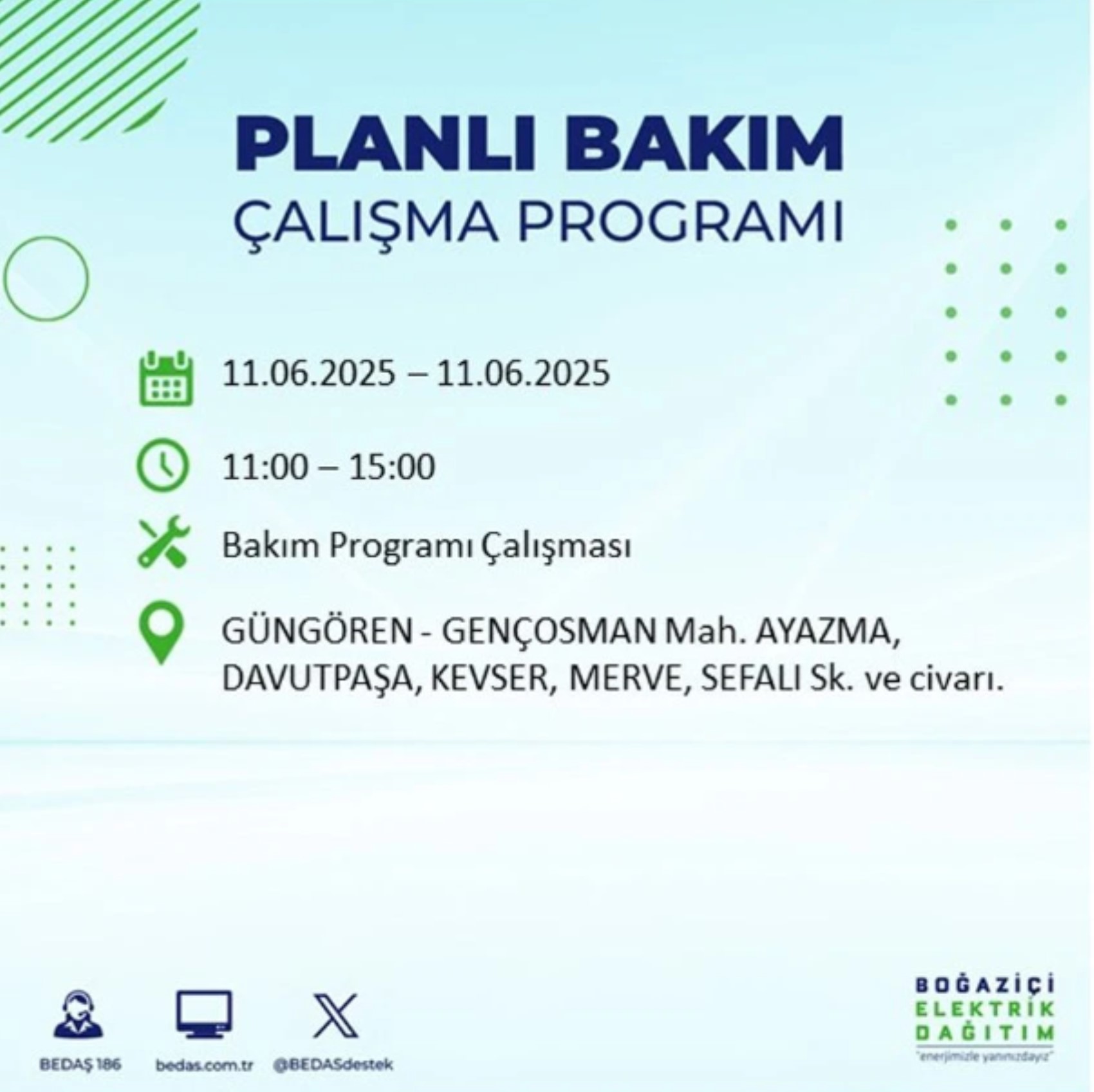 BEDAŞ paylaştı: İstanbul'da 11 Haziran Çarşamba günü elektrik kesintisi yaşanacak ilçeler