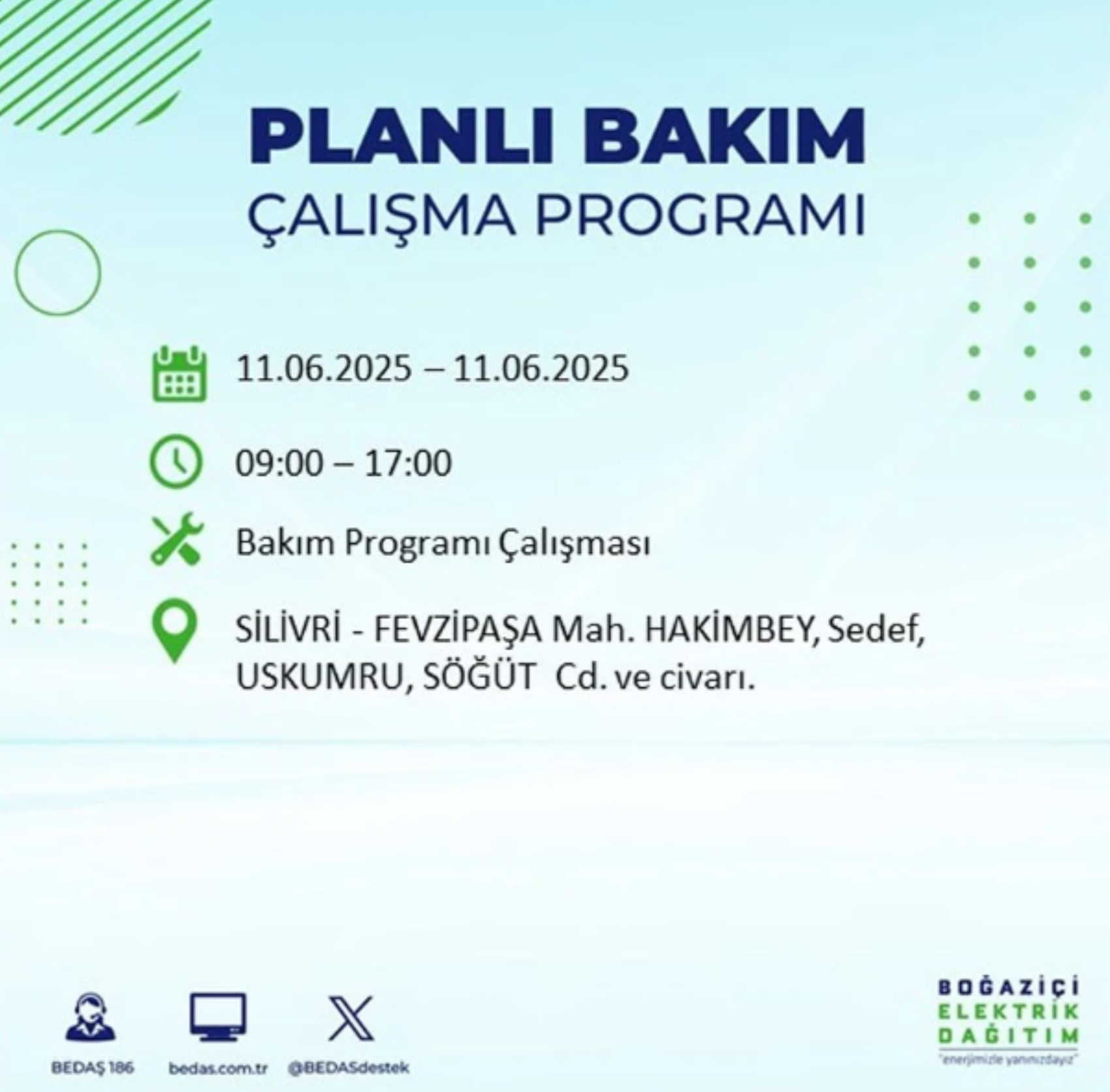 BEDAŞ paylaştı: İstanbul'da 11 Haziran Çarşamba günü elektrik kesintisi yaşanacak ilçeler
