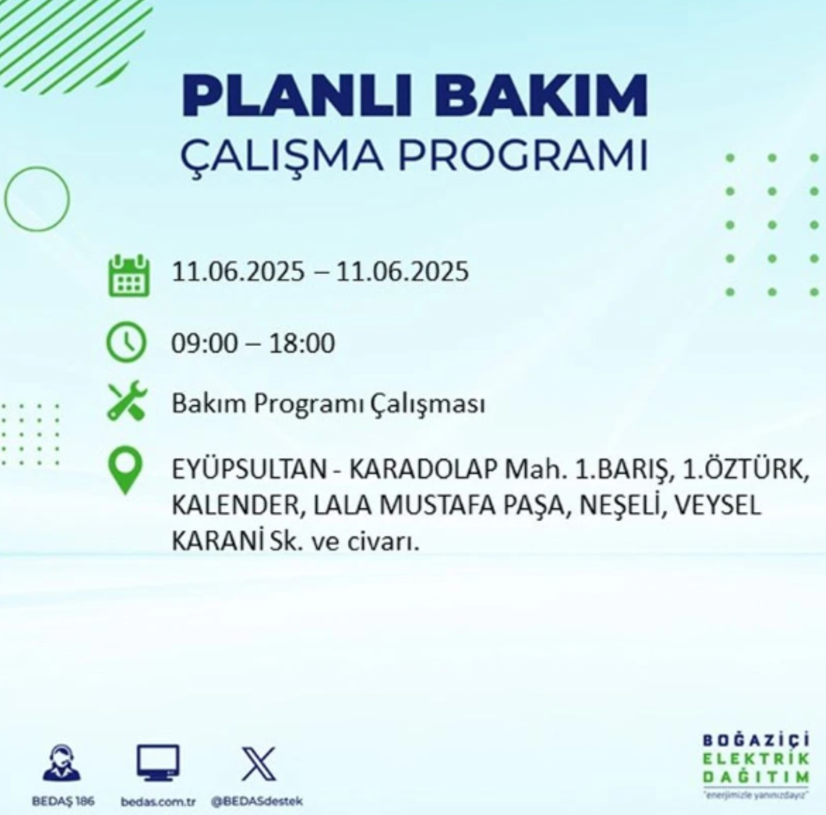BEDAŞ paylaştı: İstanbul'da 11 Haziran Çarşamba günü elektrik kesintisi yaşanacak ilçeler