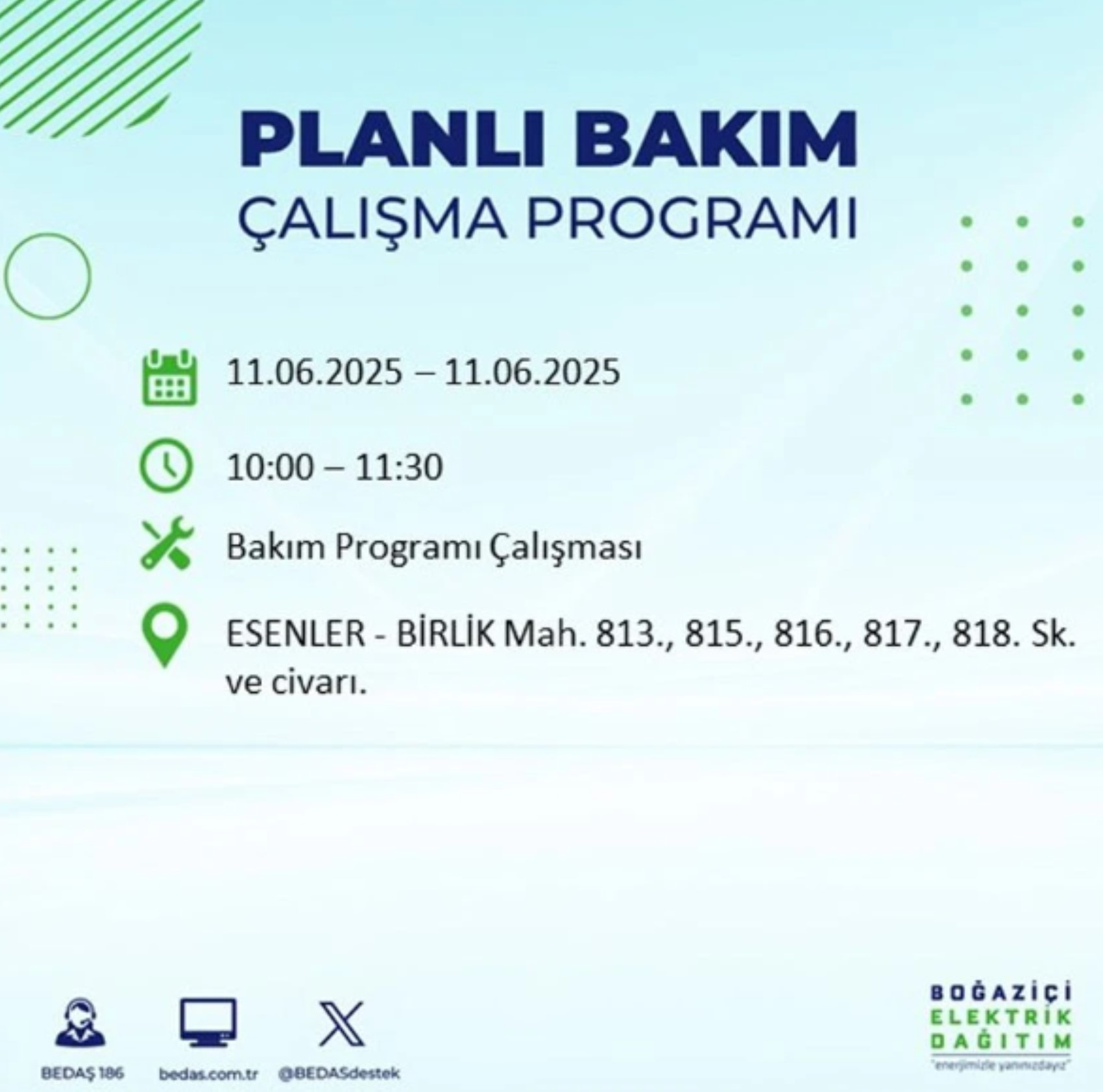 BEDAŞ paylaştı: İstanbul'da 11 Haziran Çarşamba günü elektrik kesintisi yaşanacak ilçeler
