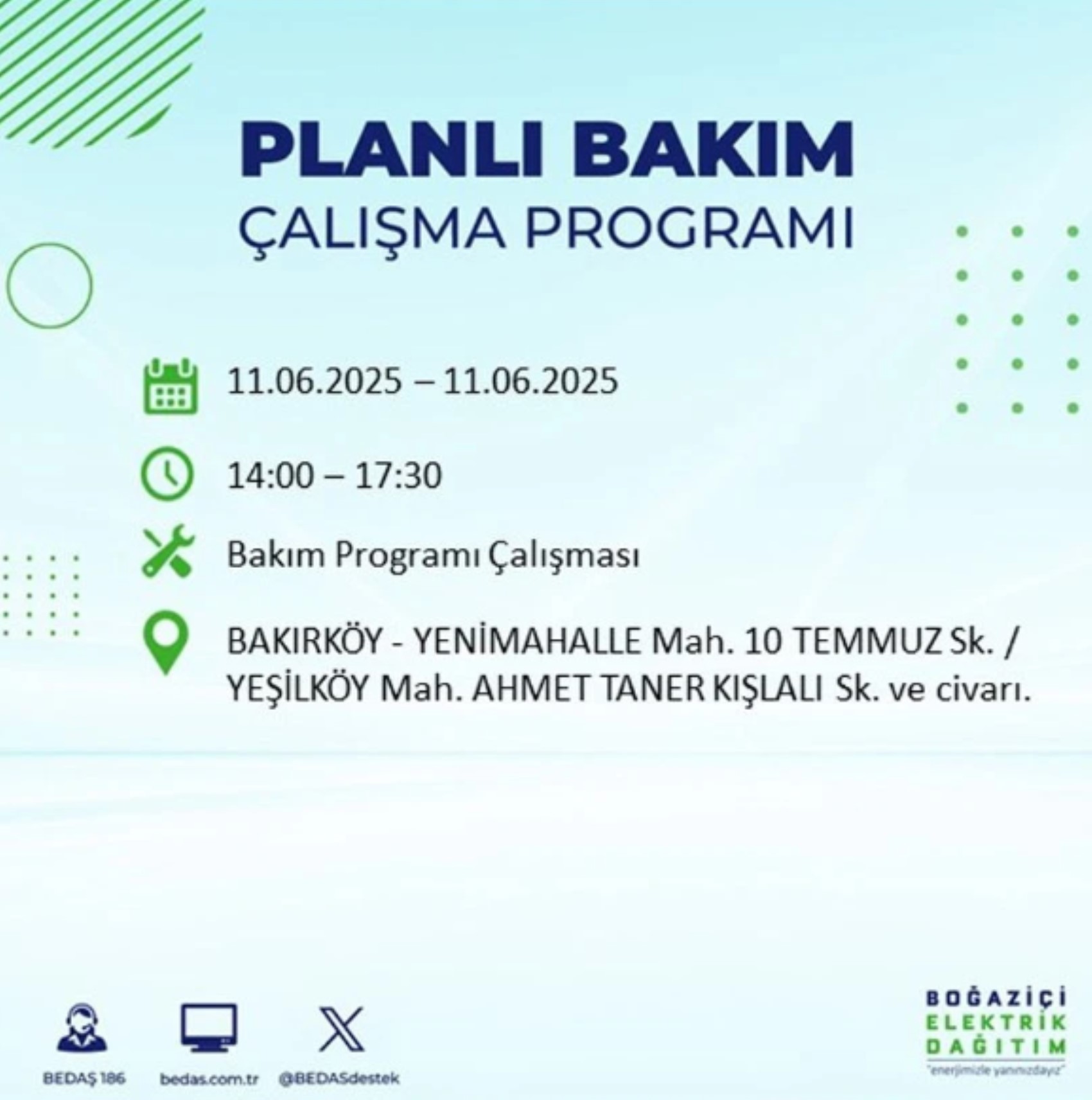 BEDAŞ paylaştı: İstanbul'da 11 Haziran Çarşamba günü elektrik kesintisi yaşanacak ilçeler
