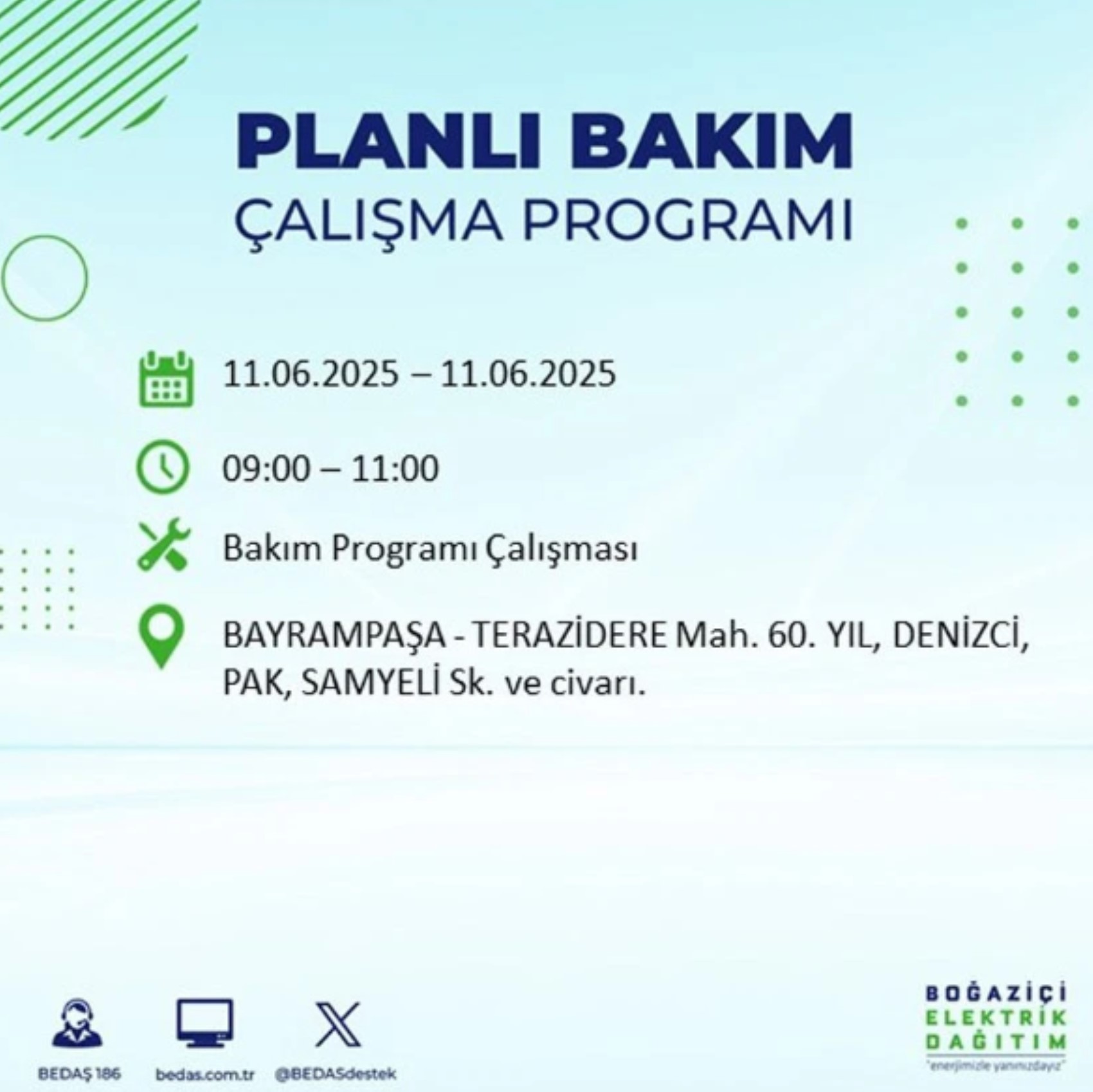 BEDAŞ paylaştı: İstanbul'da 11 Haziran Çarşamba günü elektrik kesintisi yaşanacak ilçeler